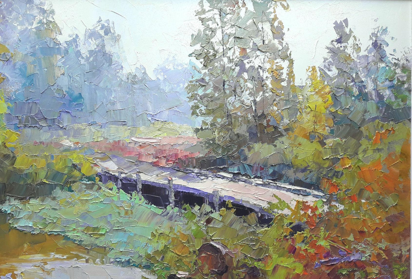 Oil painting Bridge in the forest Serdyuk Boris Petrovich