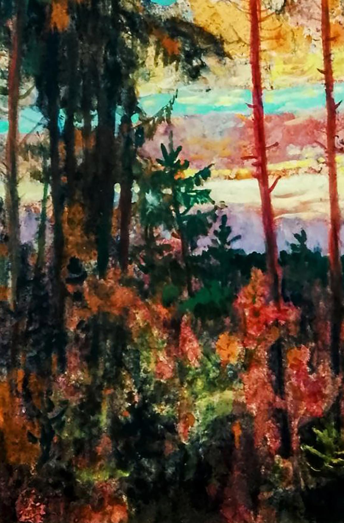 Oil painting Red clouds over the forest Anatolii Duhnevich
