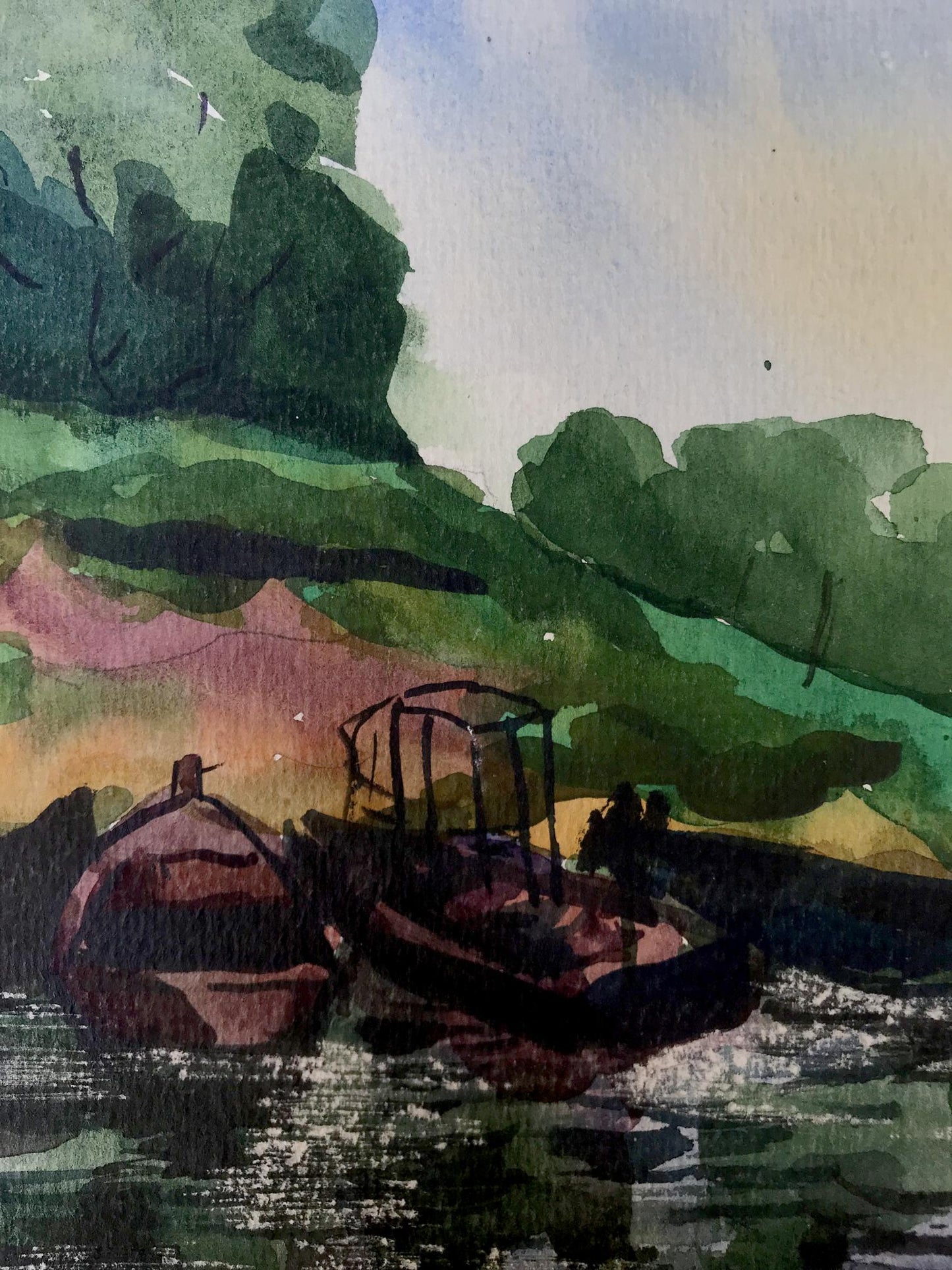 Watercolor painting Boat Litvinov Oleg Arkad'yevich