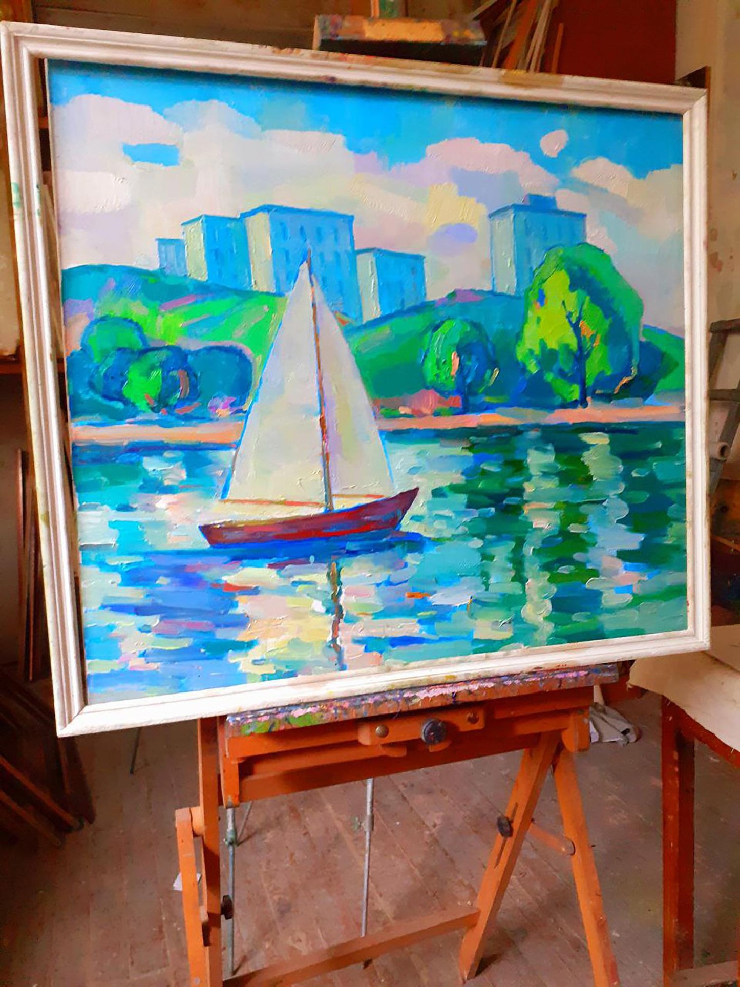 Oil painting Sails at sea Peter Dobrev