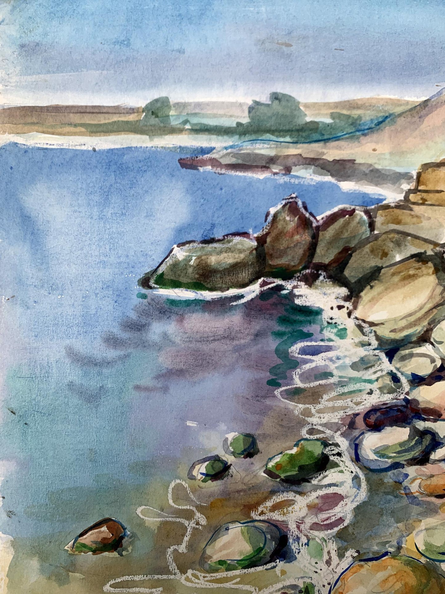 Watercolor painting On the seashore Unknown artist