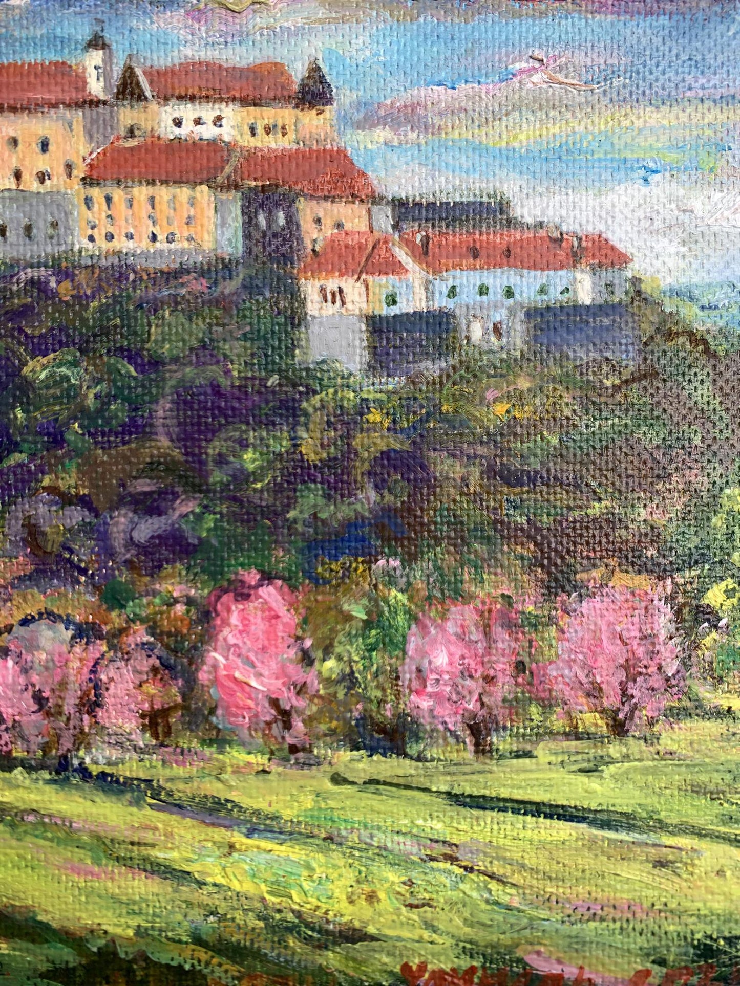Oil painting Castle in the mountains Yu. Ulinets