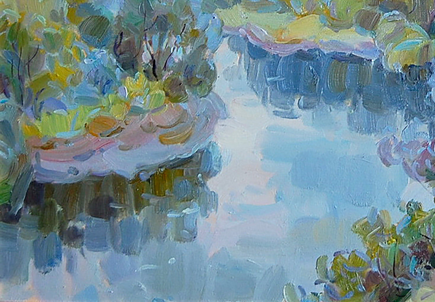 Oil Painting Summer River Nature Landscape