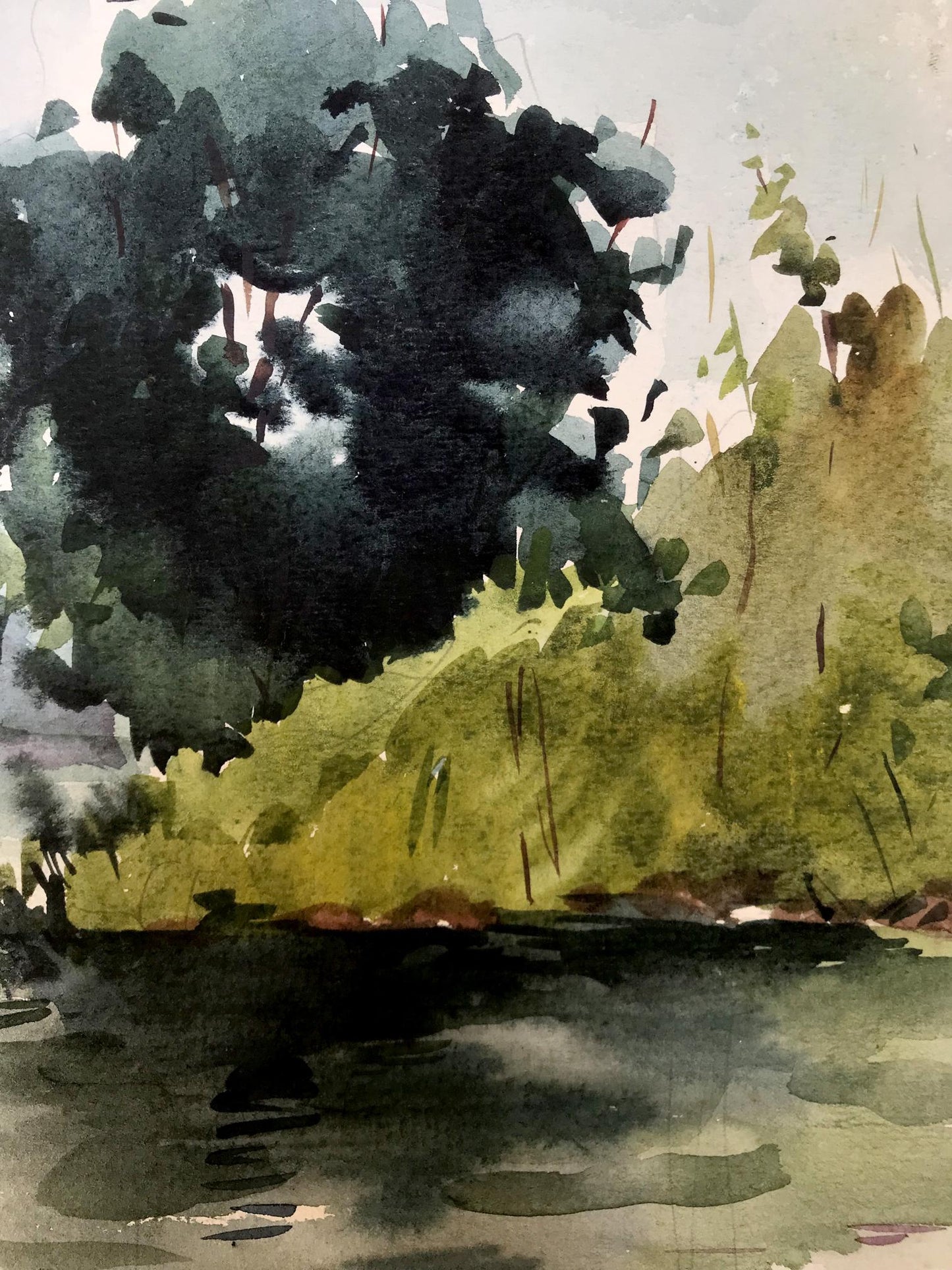 Watercolor painting On the shore in the forest Litvinov Oleg Arkad'yevich