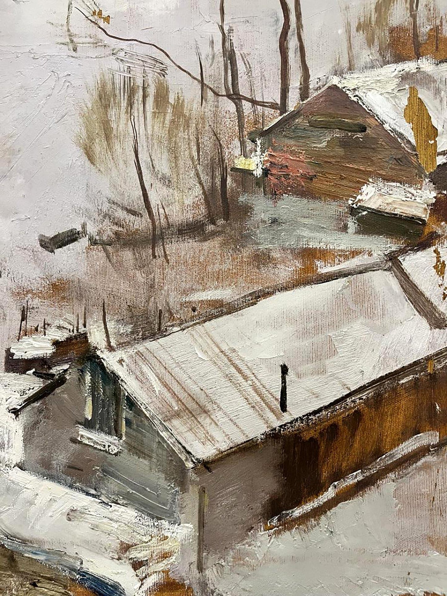 Oil painting Winter Country house Bohdan Makarenko