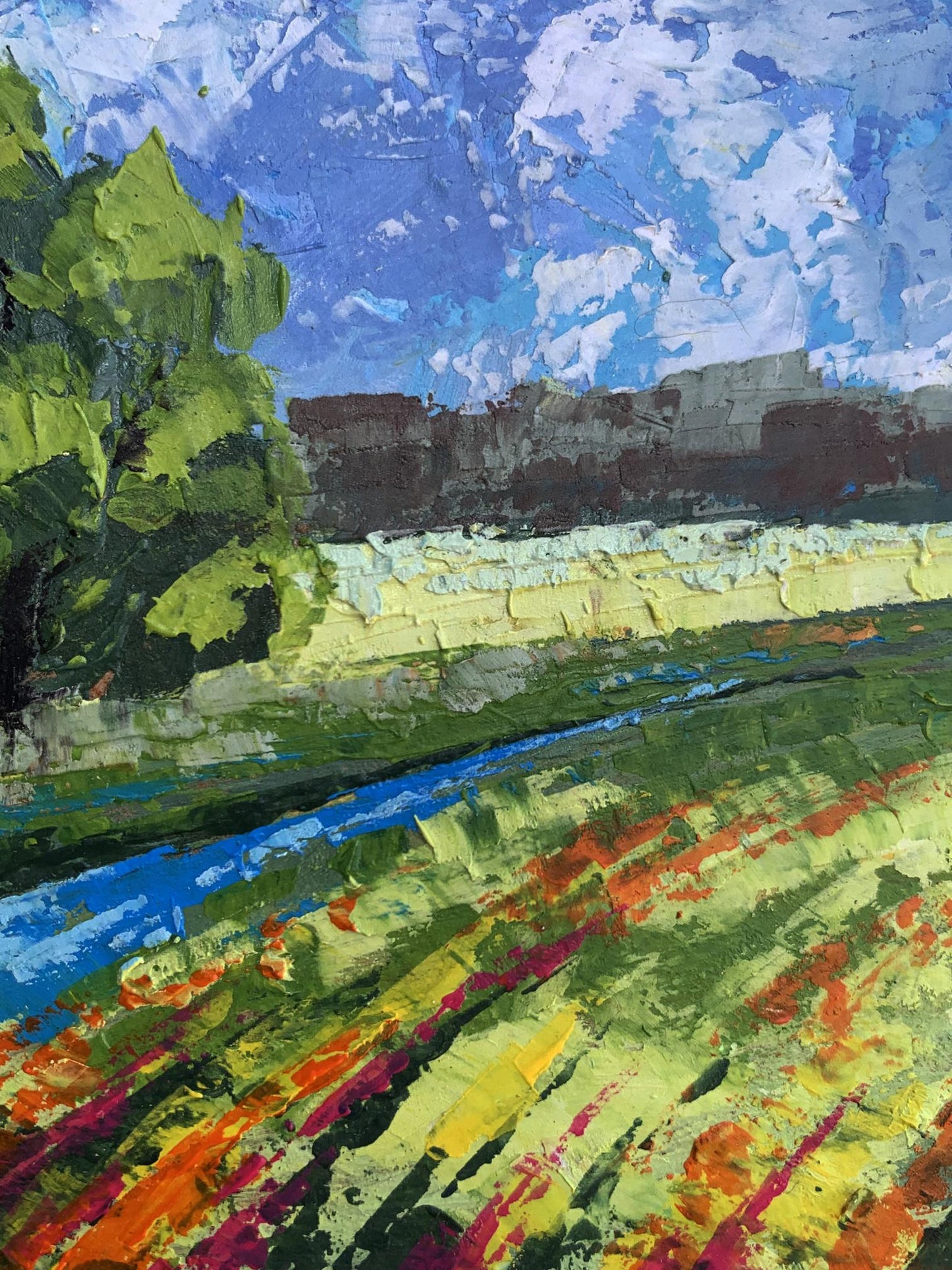 Oil painting Green fields under clear skies V. Zadorozhnya