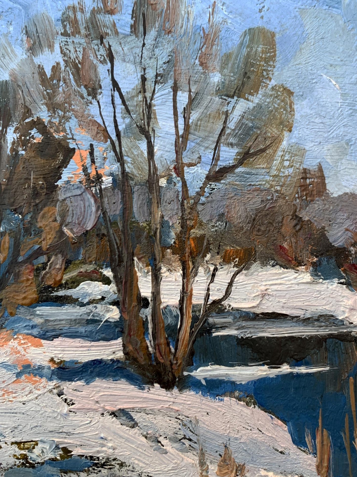 Oil painting Bright winter meadow Leonid Maistrenko
