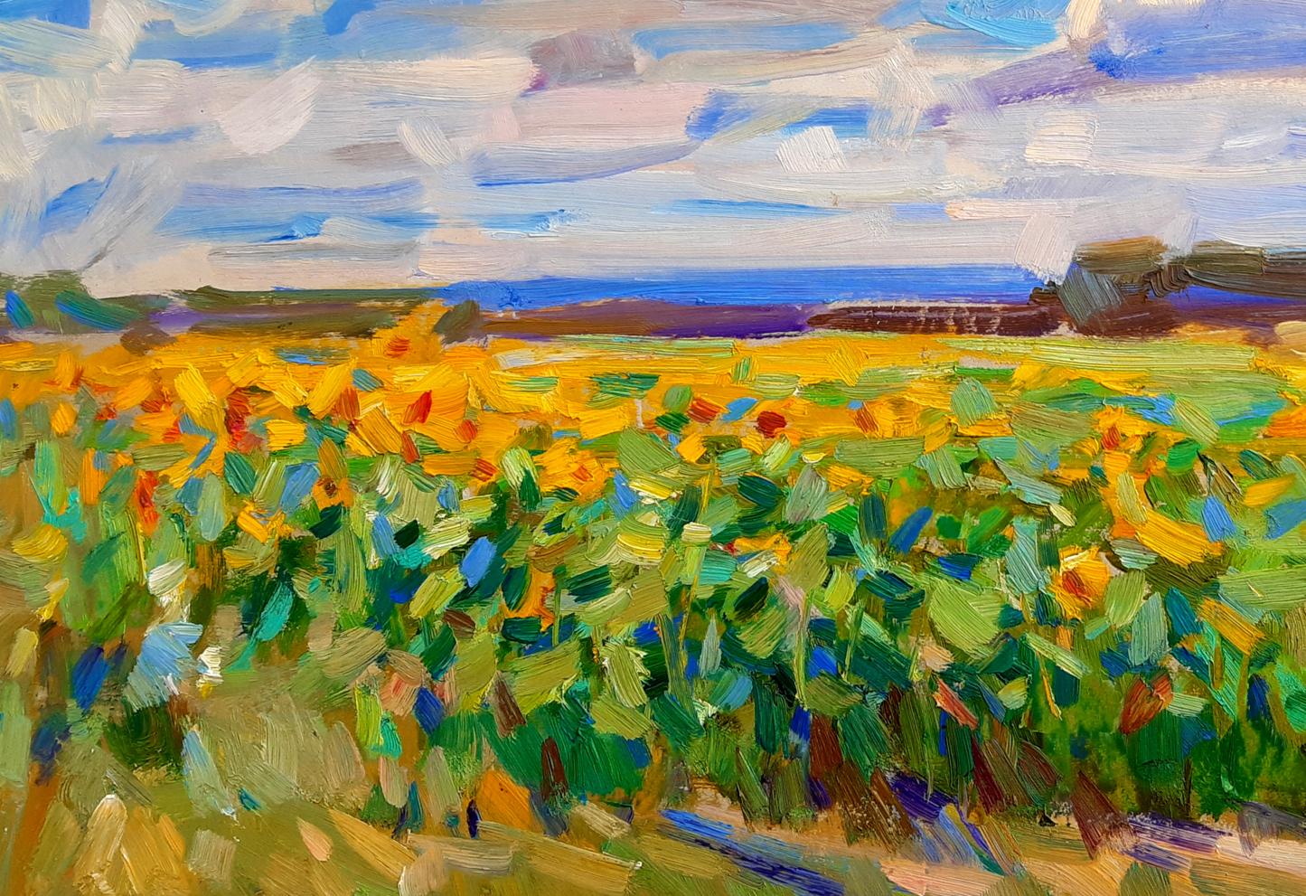 Oli painting Summer Field Nature landscape Pereta Vyacheslav