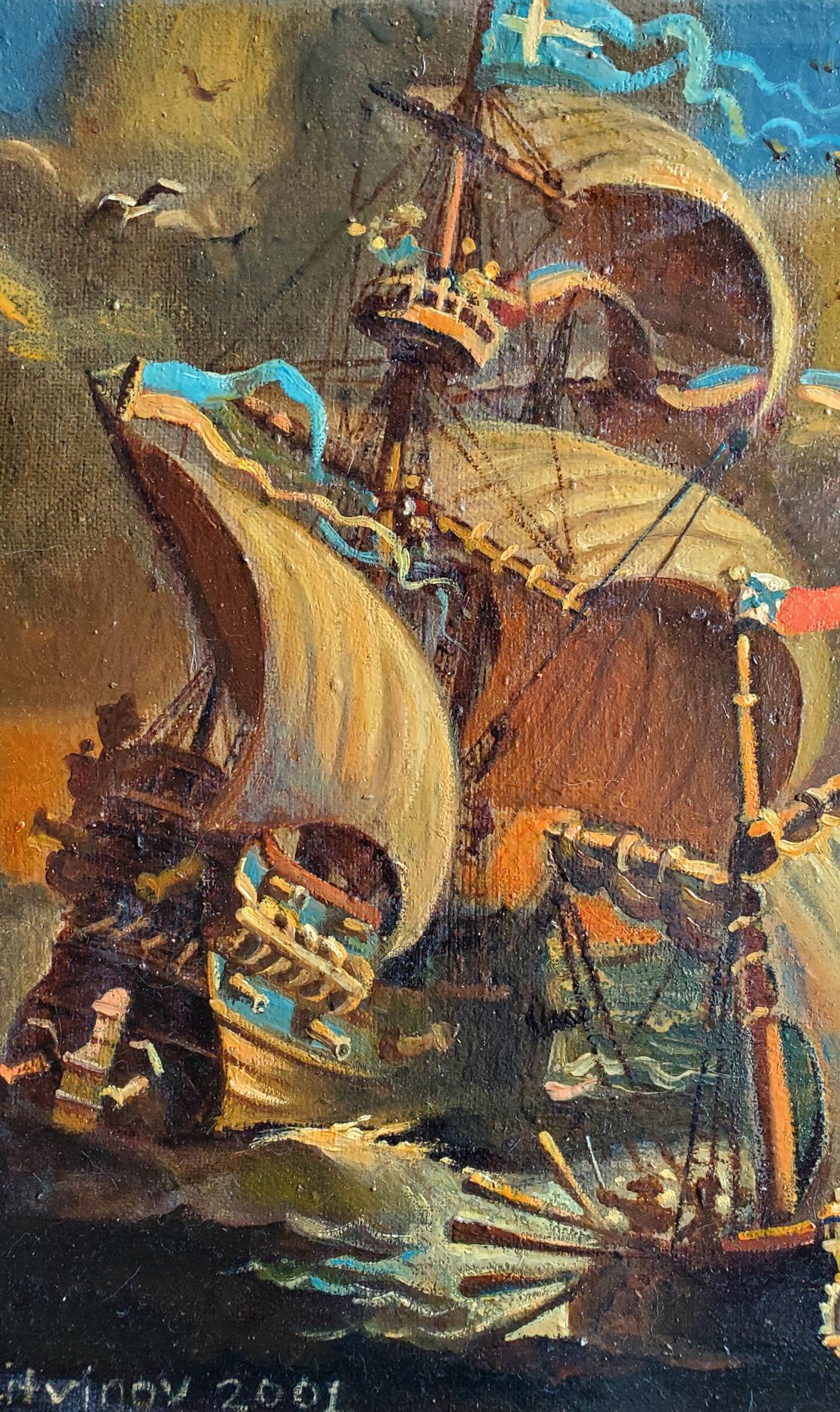 Oil painting Capture the ship Daniil Litvinov