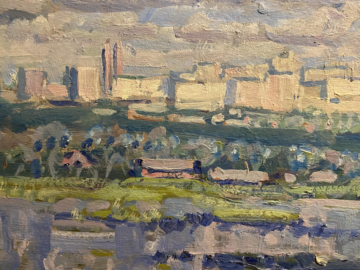 Oil painting White houses Georgy Kolosovsky