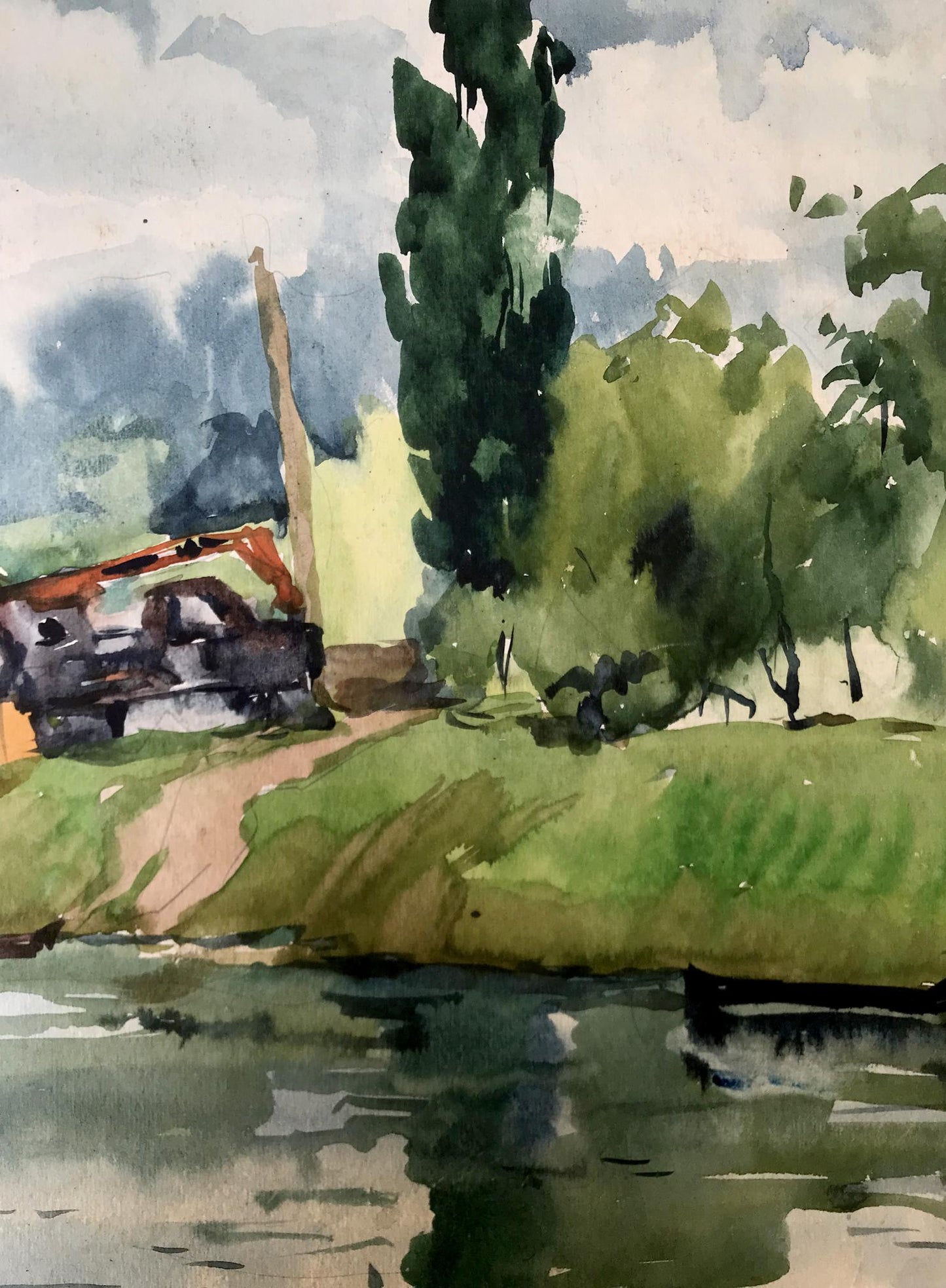 Watercolor painting House by the coast Litvinov Oleg Arkad'yevich