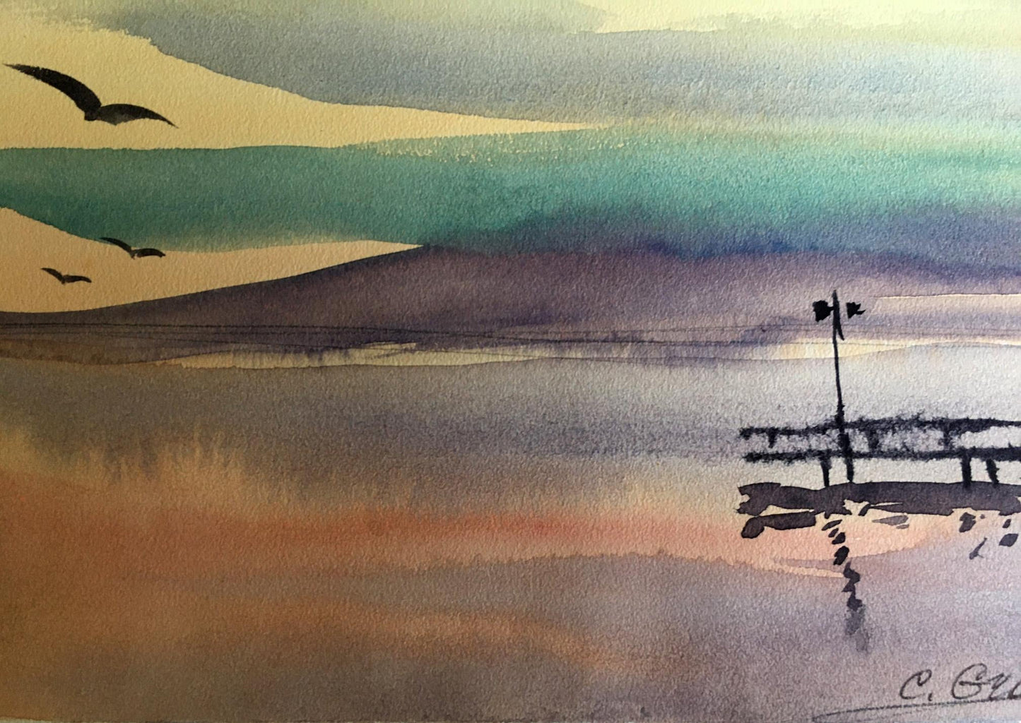 Watercolor painting Sunrise Svetlana Gramm