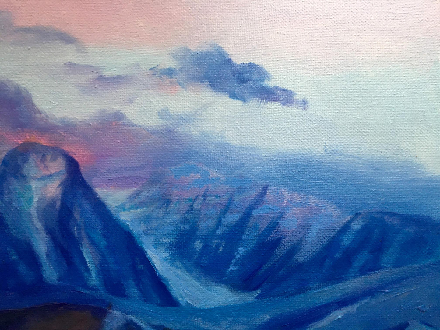 Oil painting Sunset behind the mountains Serdyuk Boris Petrovich