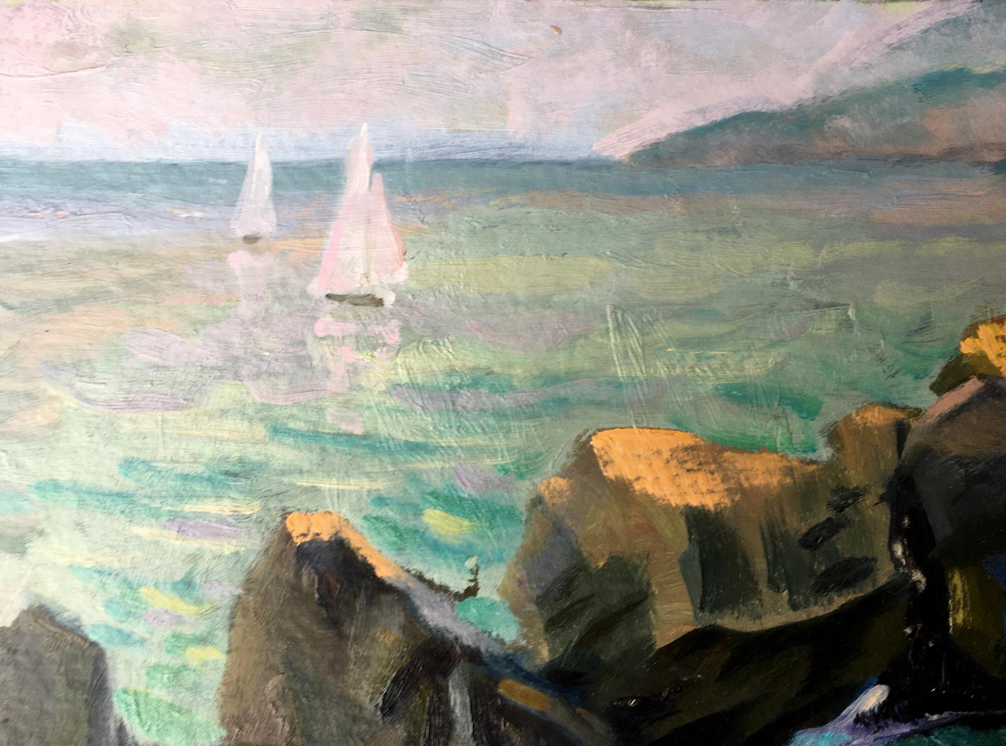 Morning by the Sea by Vladimir Batrakov, portraying calm coastal daybreak.