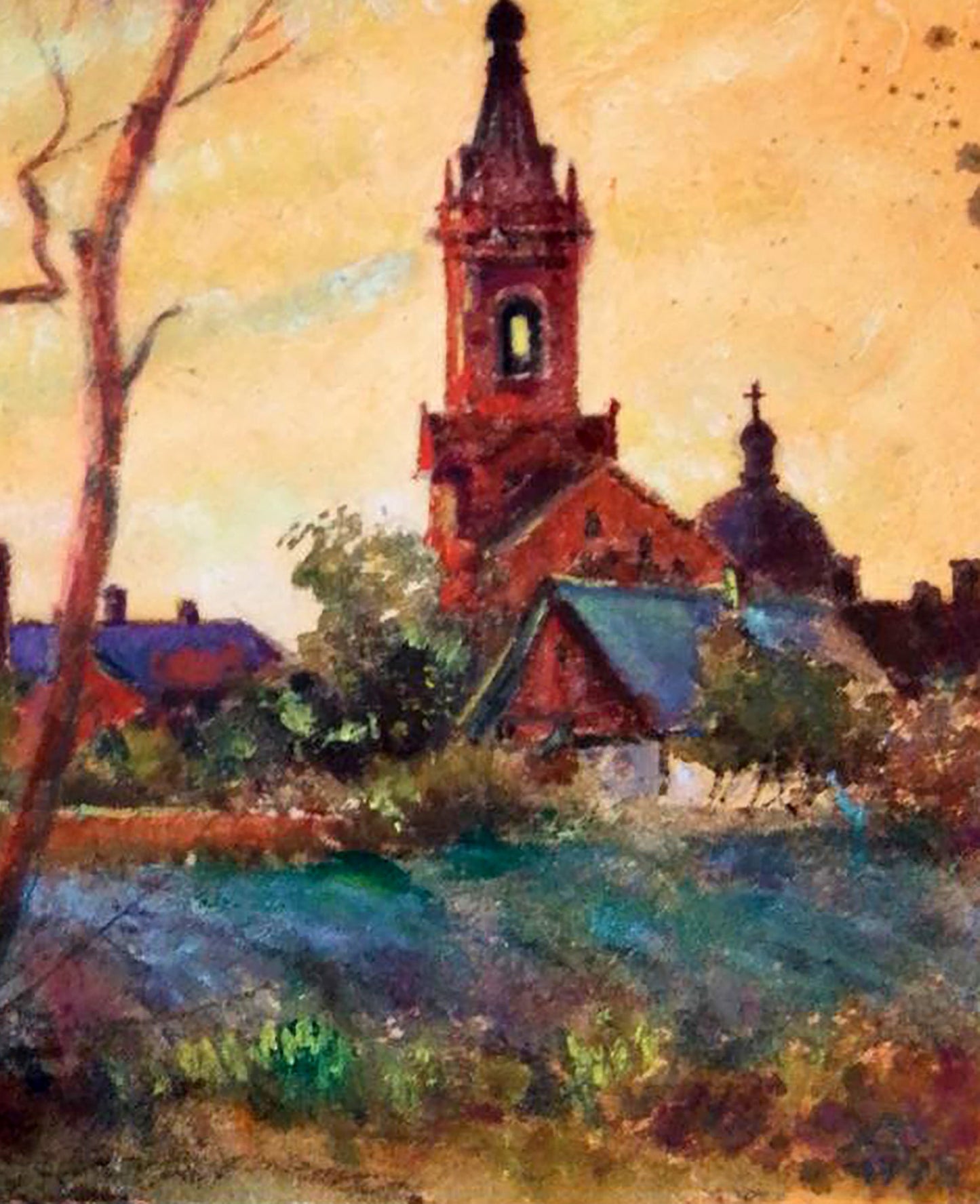Oil painting Old church in the village Anatolii Duhnevich
