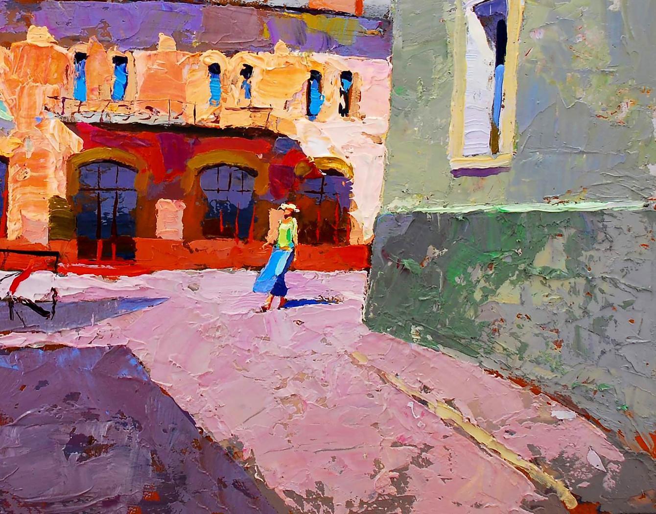 Oil painting At noon in the city center Egor Shvachunov
