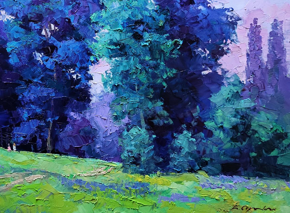 Oil painting A meadow on the edge of the forest Boris Serdyuk