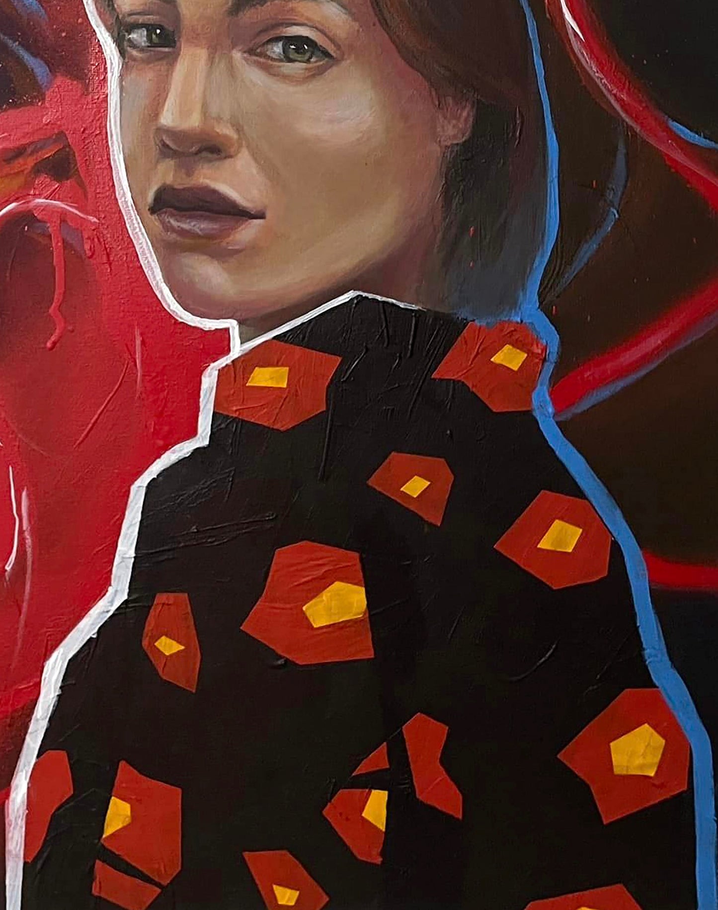 Acrylic painting Red flower Maksym Newskulenko