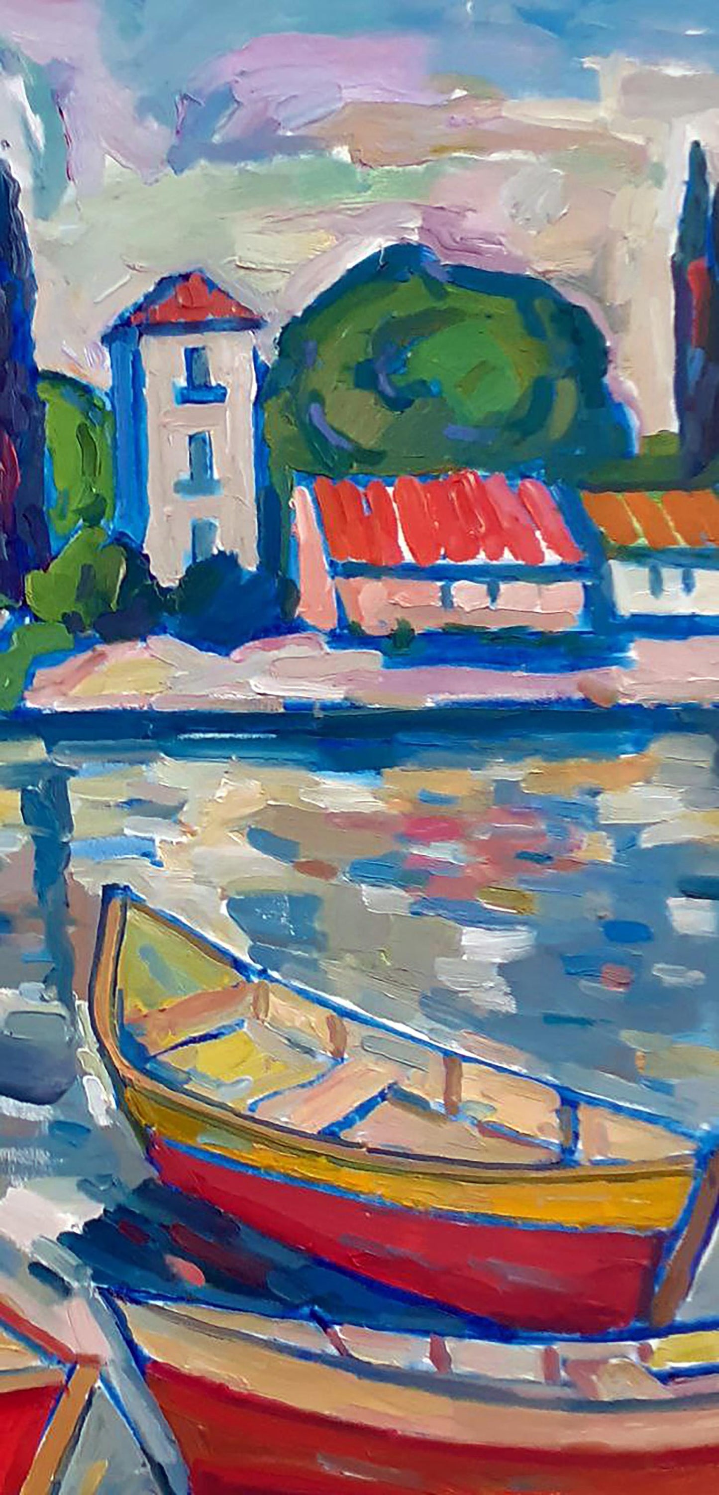 Oil painting Landscape with boats Peter Dobrev