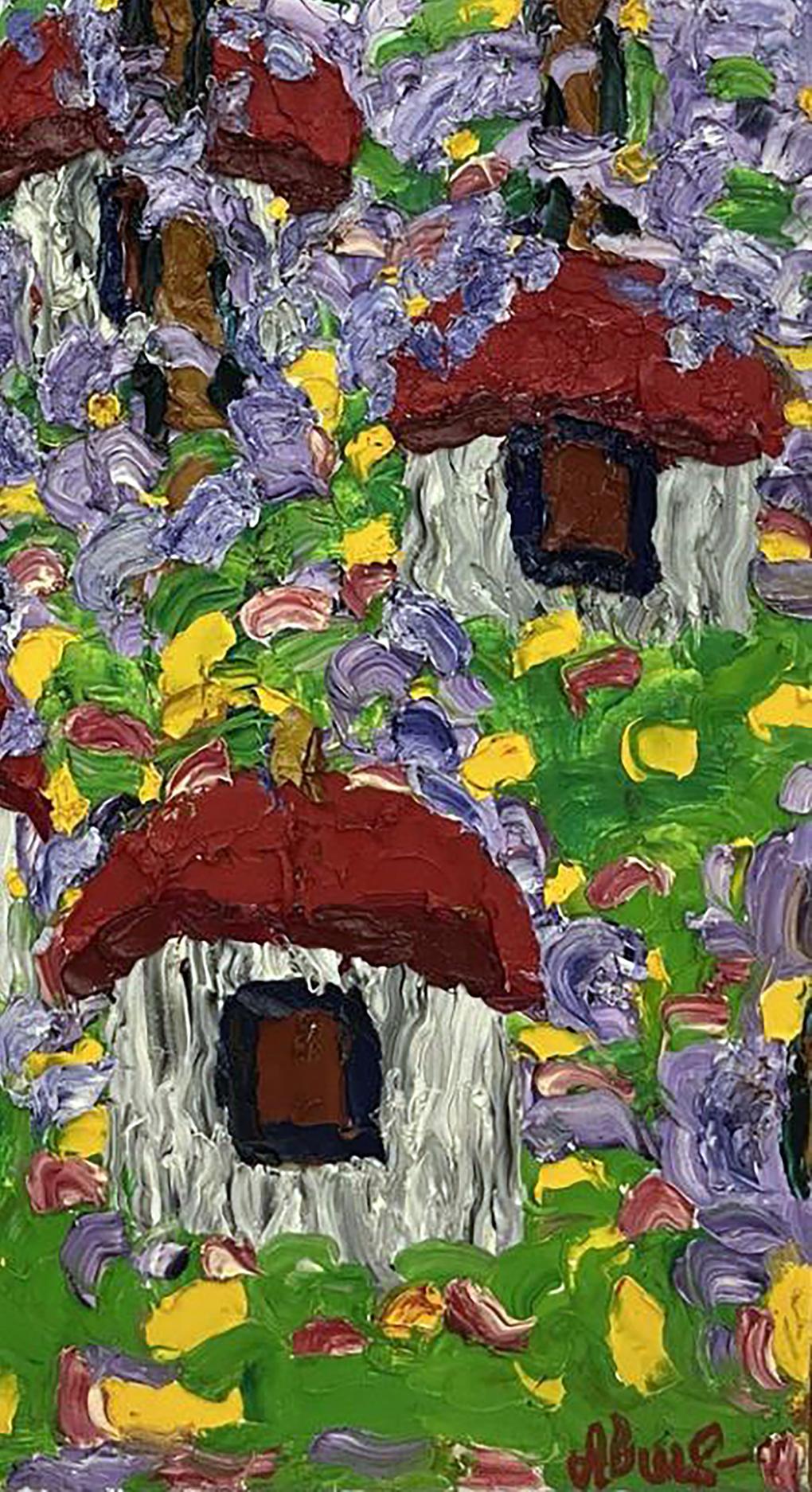 Oil Abstract painting Village spring landscape Oleksiy Dakhnenko Buy