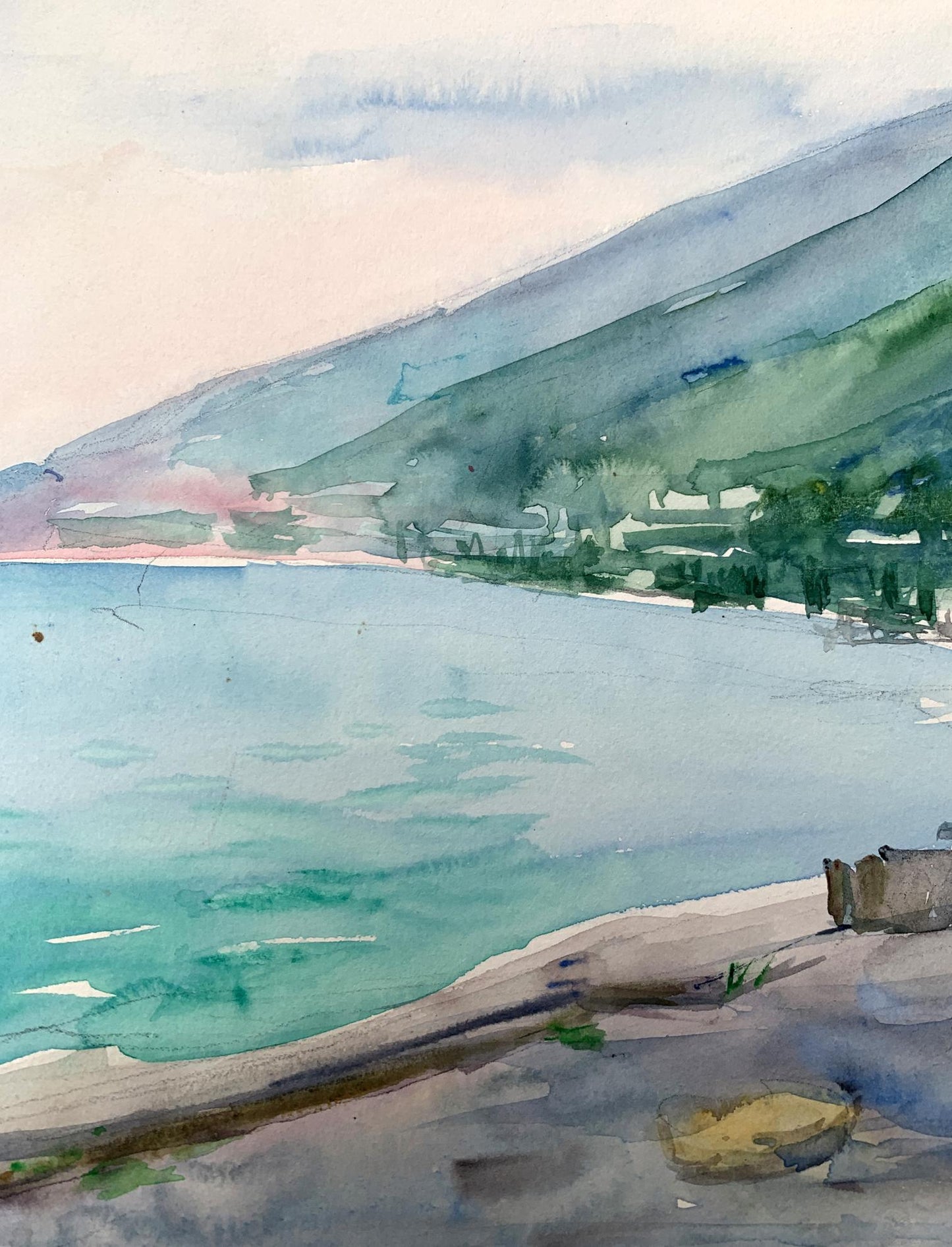 Watercolor painting Big mountains Unknown artist