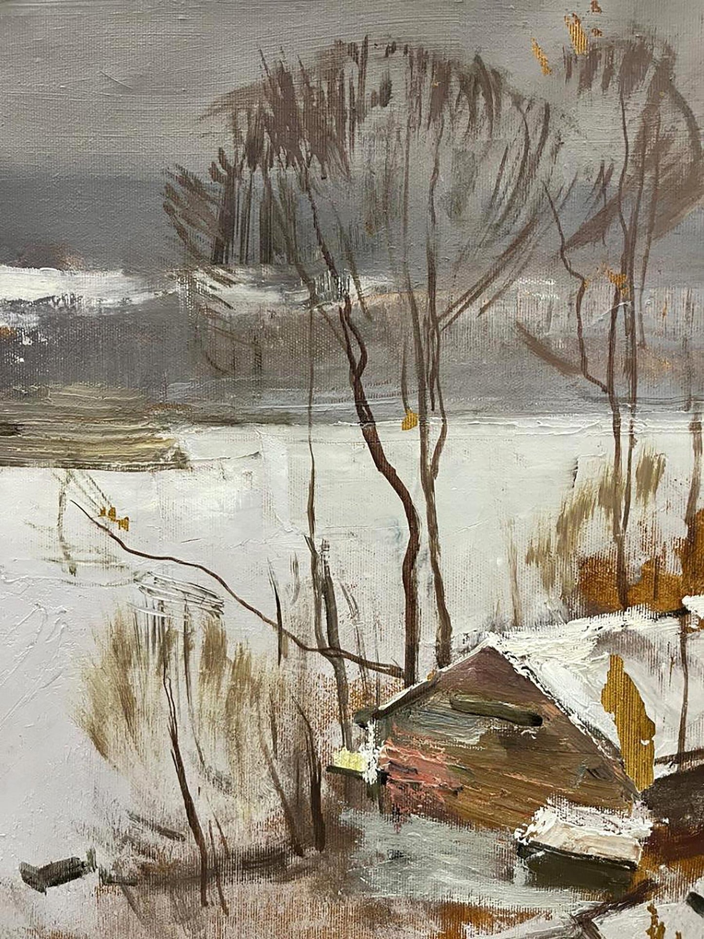 Oil painting Winter Country house Bohdan Makarenko Buy Modern Painting