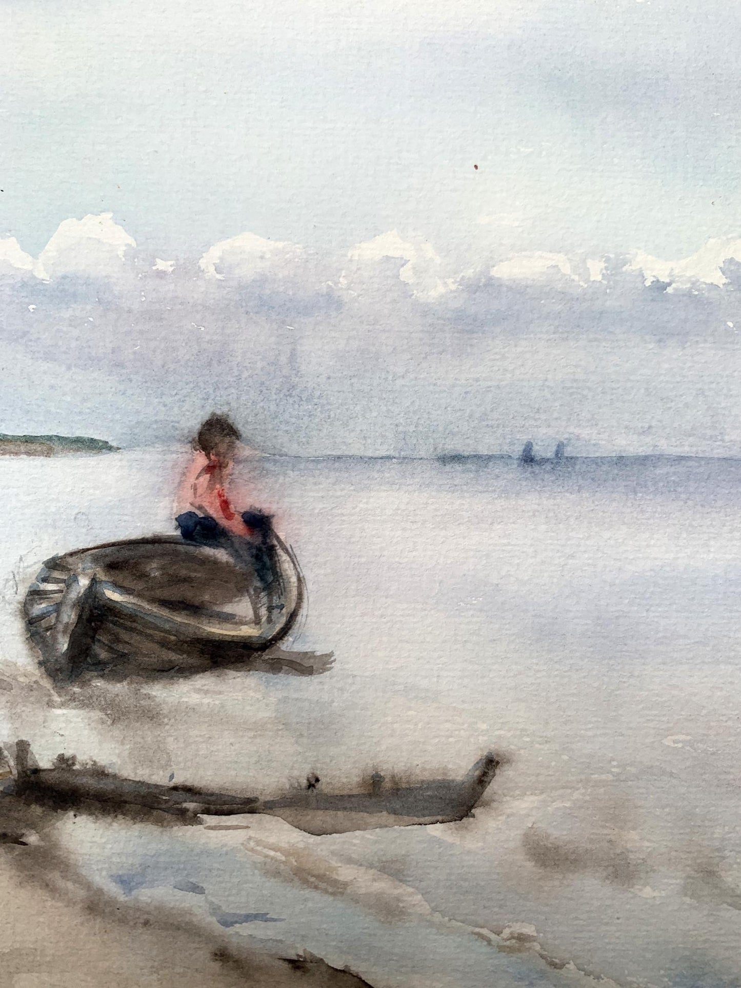 Watercolor painting Waiting for a man Unknown artist