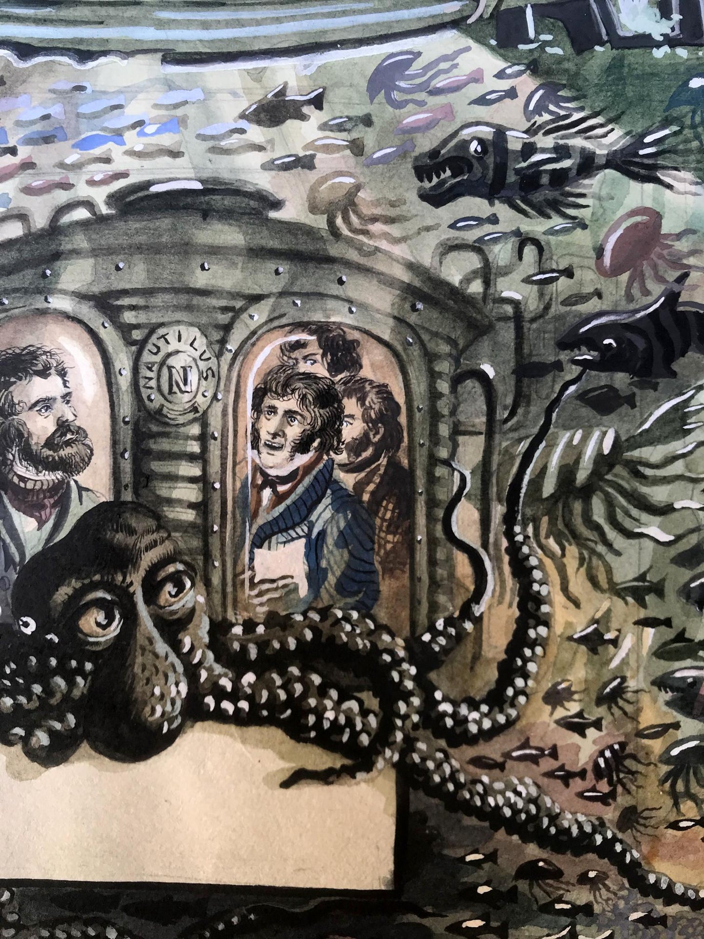 Watercolor painting Undersea world Alexander Arkadievich Litvinov