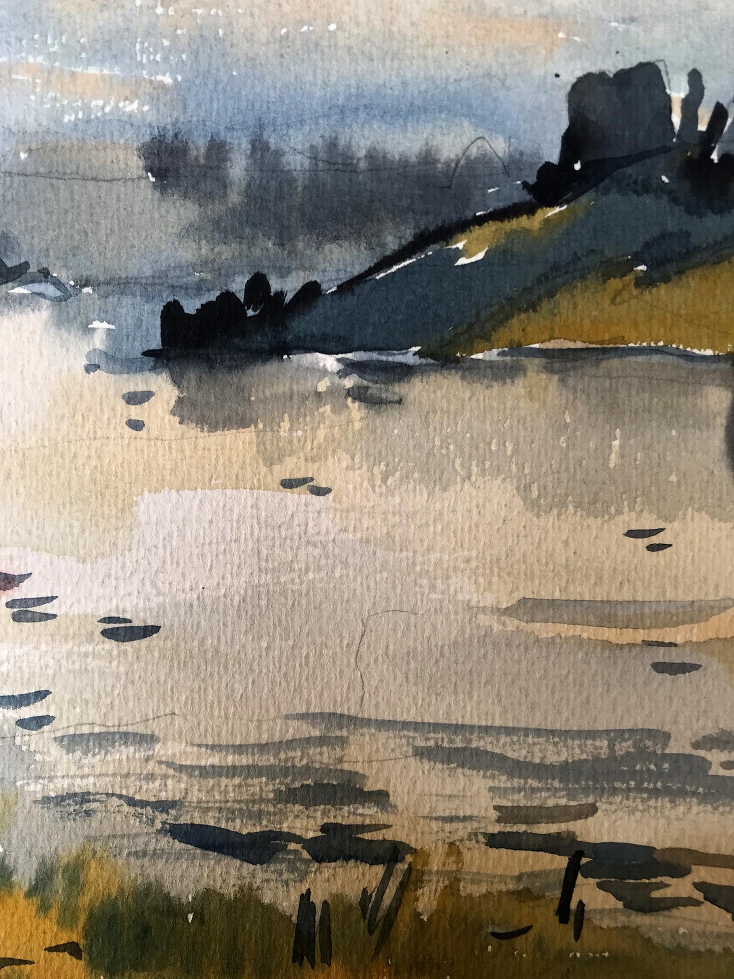 Watercolor painting Fishing holiday Litvinov Oleg Arkad'yevich