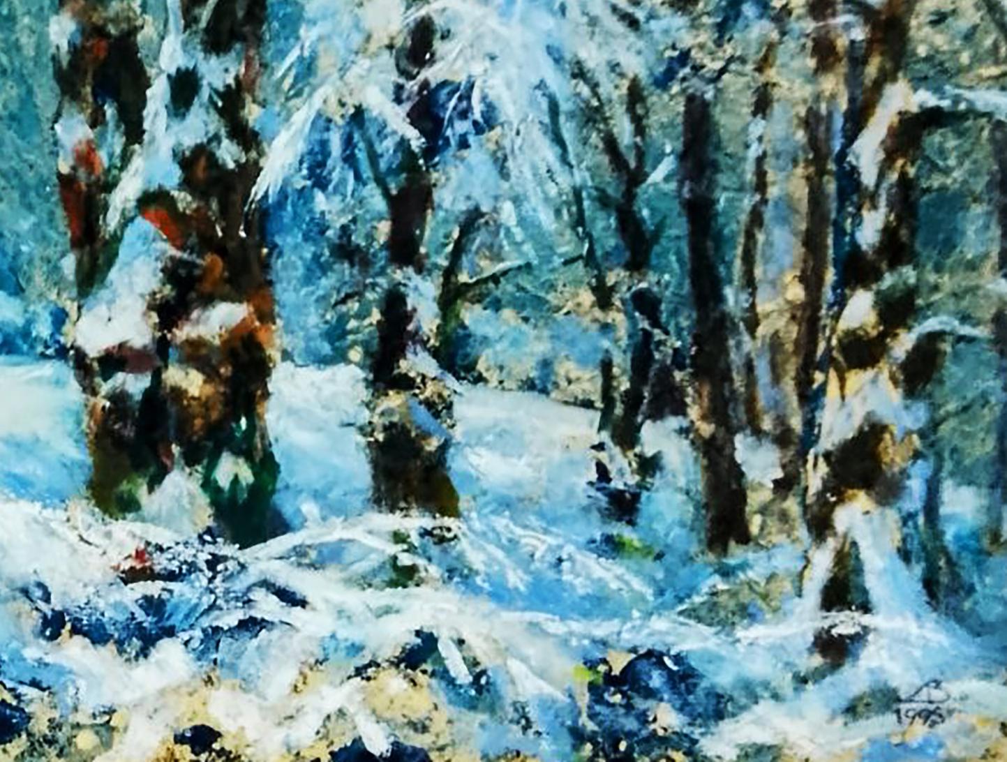 Oil painting The forest was covered with snow Anatolii Duhnevich