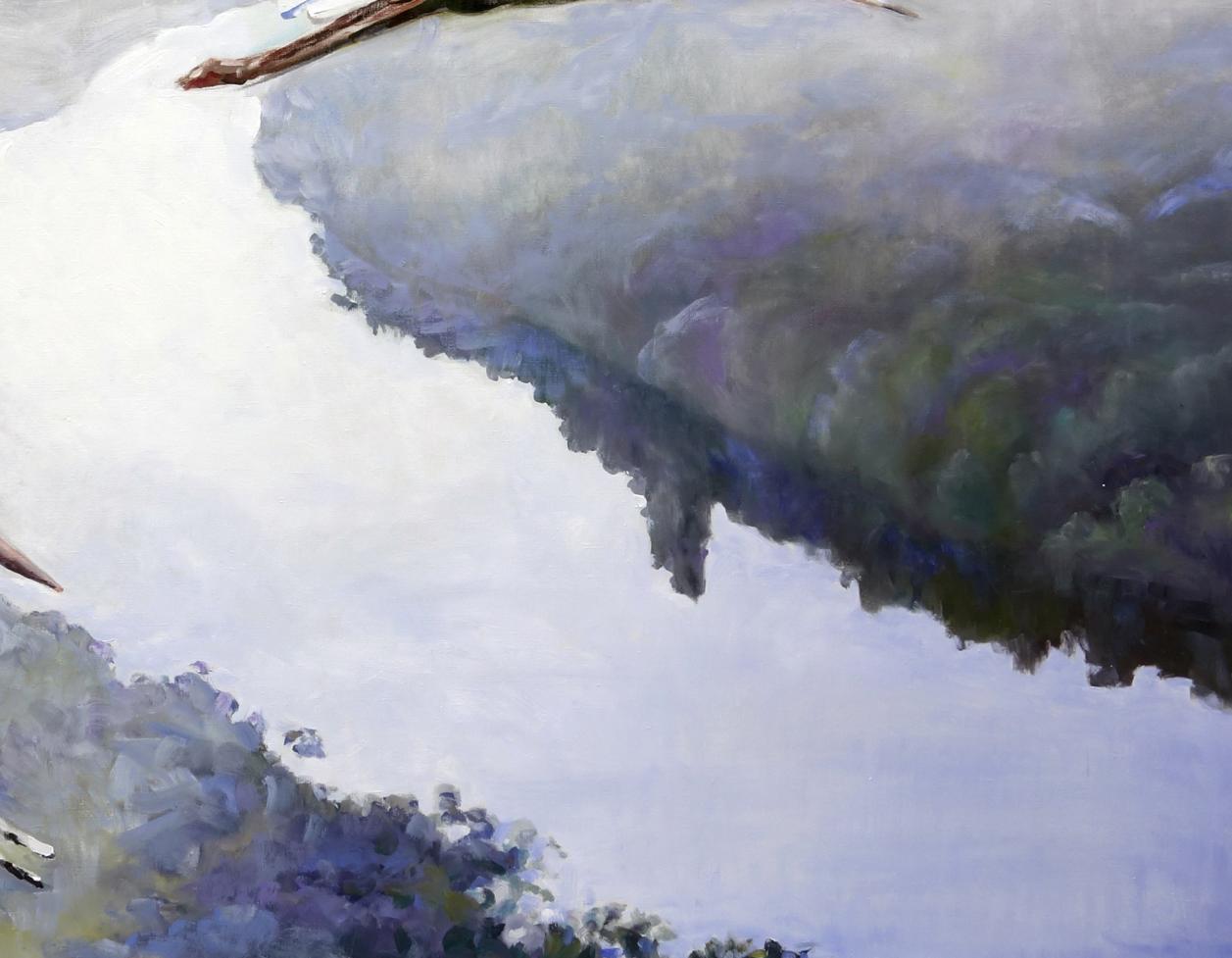 In Varvarov Anatoly Viktorovich's oil painting, a river is depicted in motion