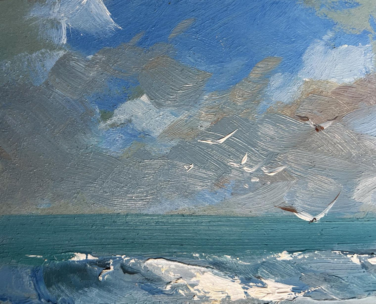 OIl painting Seagulls on the seashore Yuriy Suprunchuk