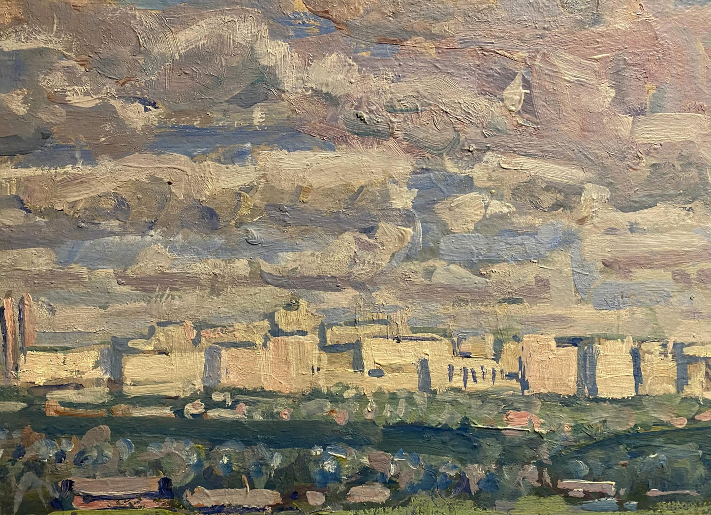 Oil painting White houses Georgy Kolosovsky