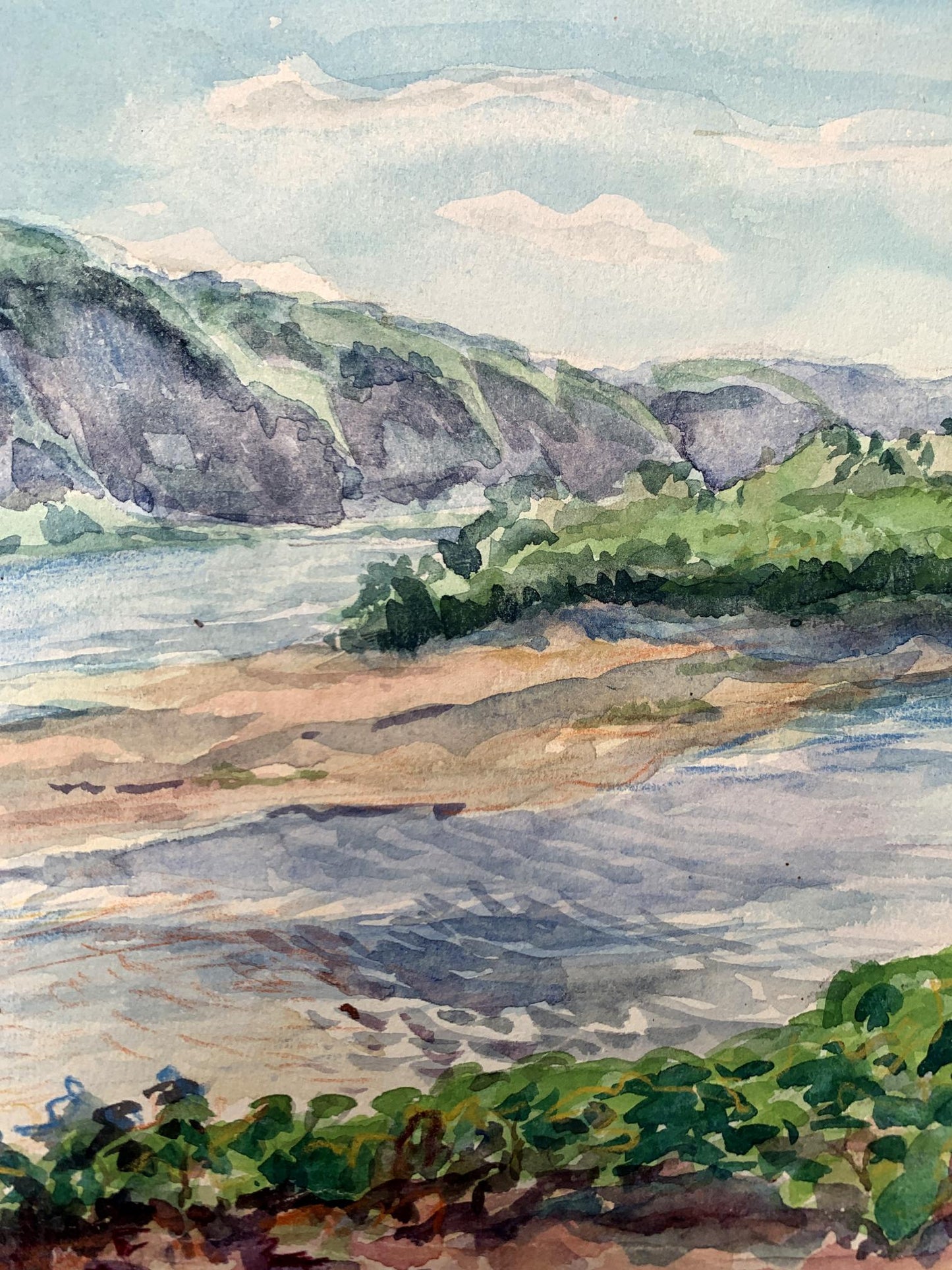 Watercolor painting Mountain stream O. Umansky