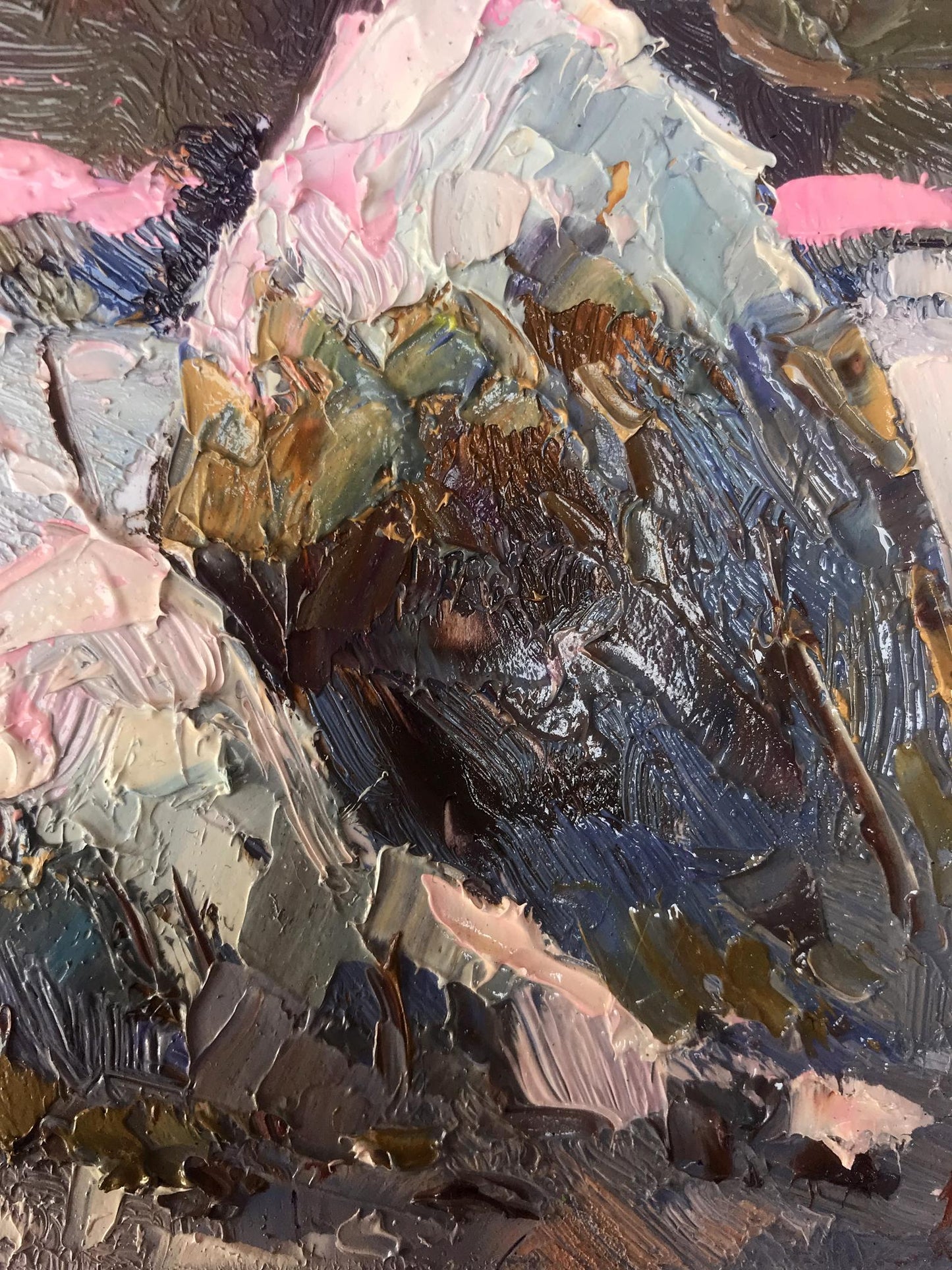 Oil painting Moonlit frosty night Oksana Ivanyuk