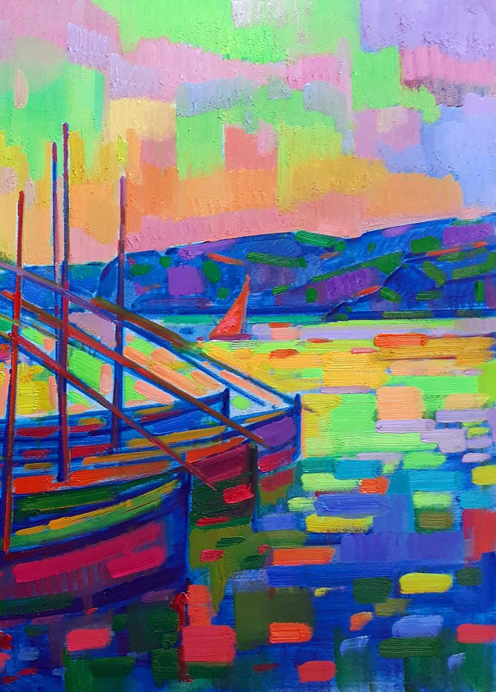 Oil painting On the pier Peter Dobrev