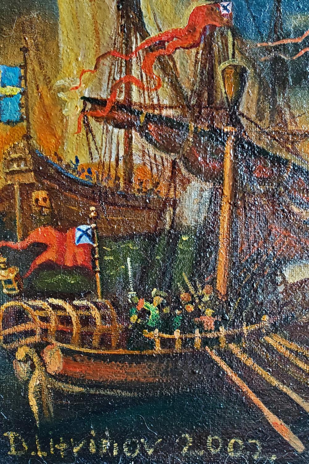Oil painting Fights at sea Daniil Litvinov