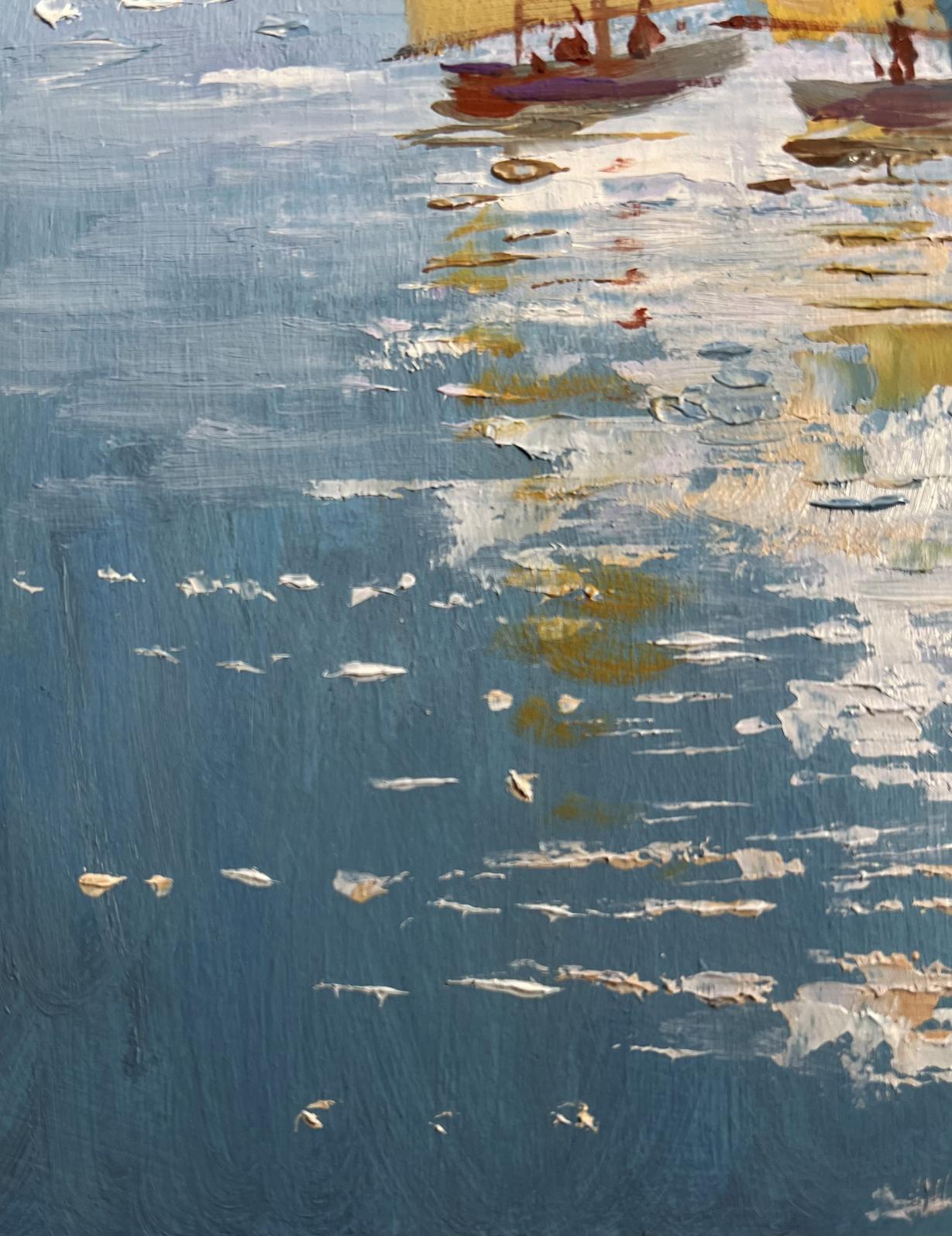 OIl painting Three sailboats in the evening Yuriy Suprunchuk