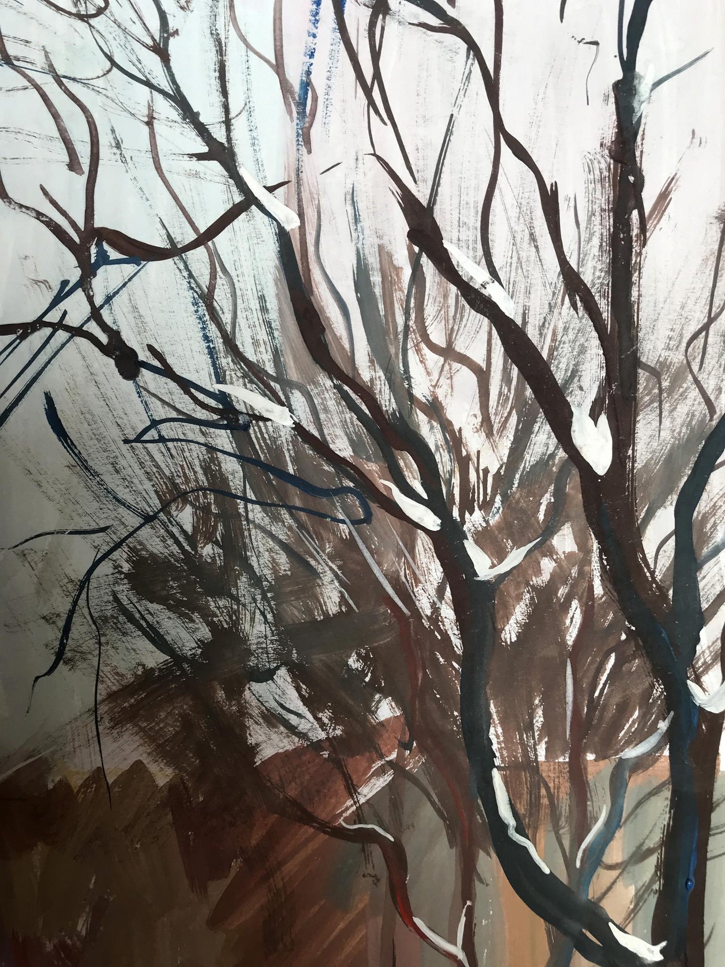 Gouache painting Winter Forest Unknown artist