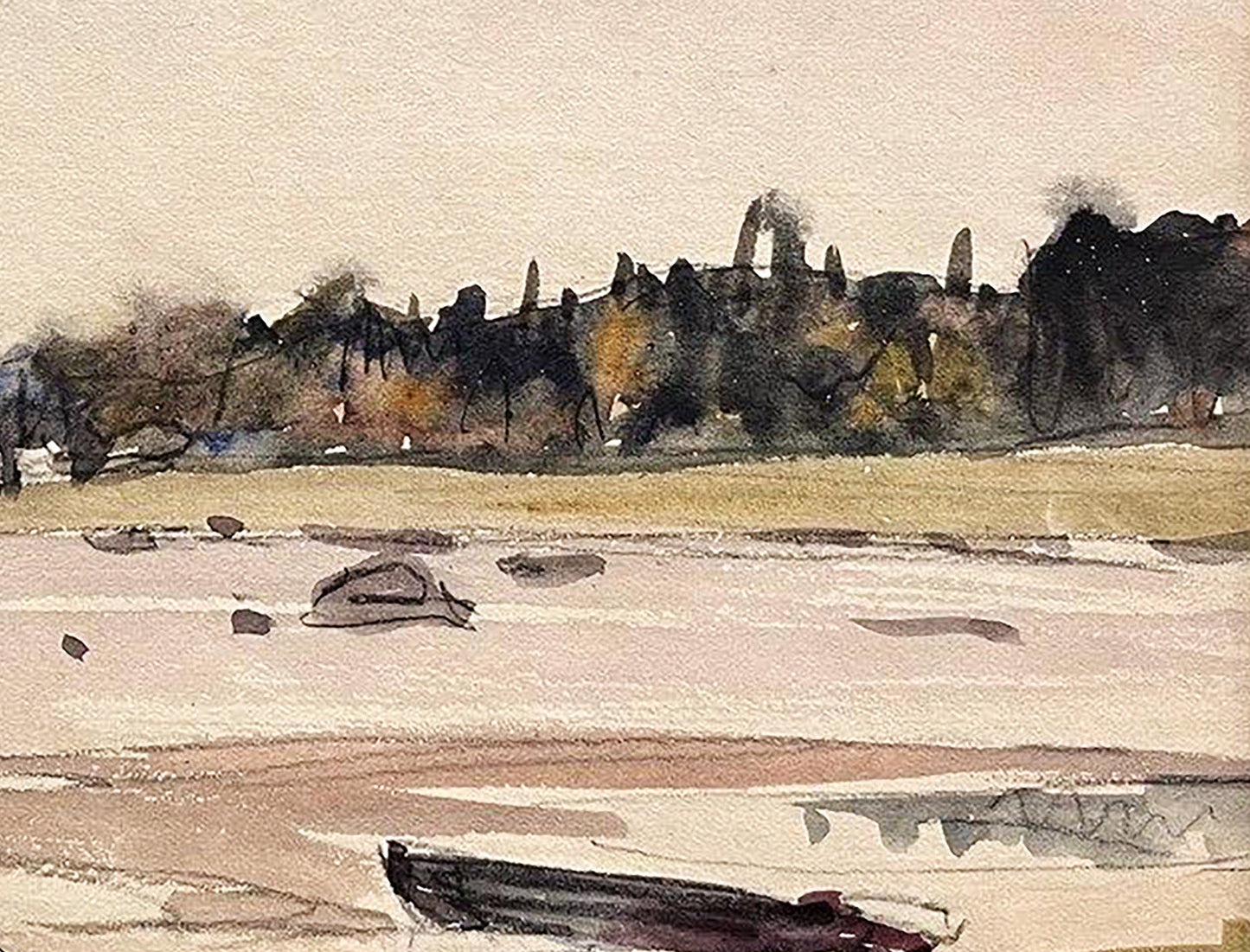 Gouache painting River landscape Unknown artist Buy