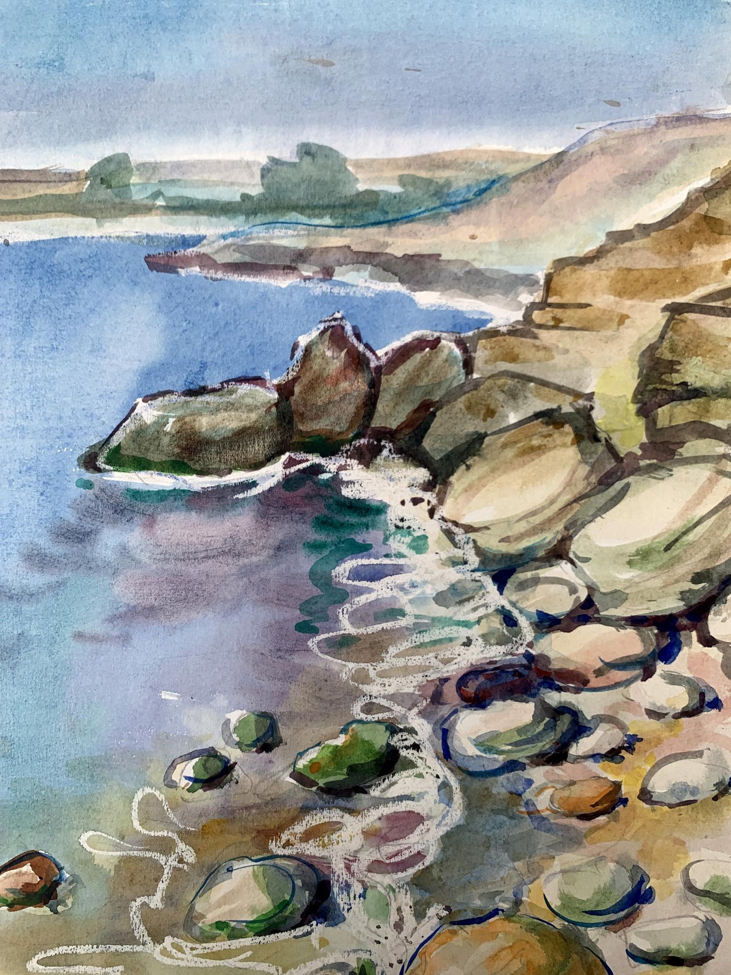 Watercolor painting On the seashore Unknown artist