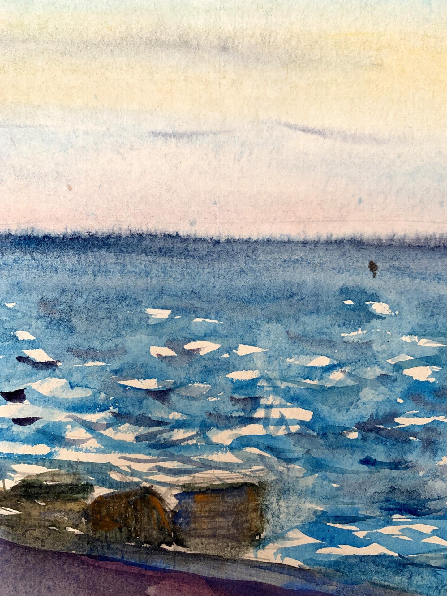 Watercolor painting With a view of the sea Unknown artist
