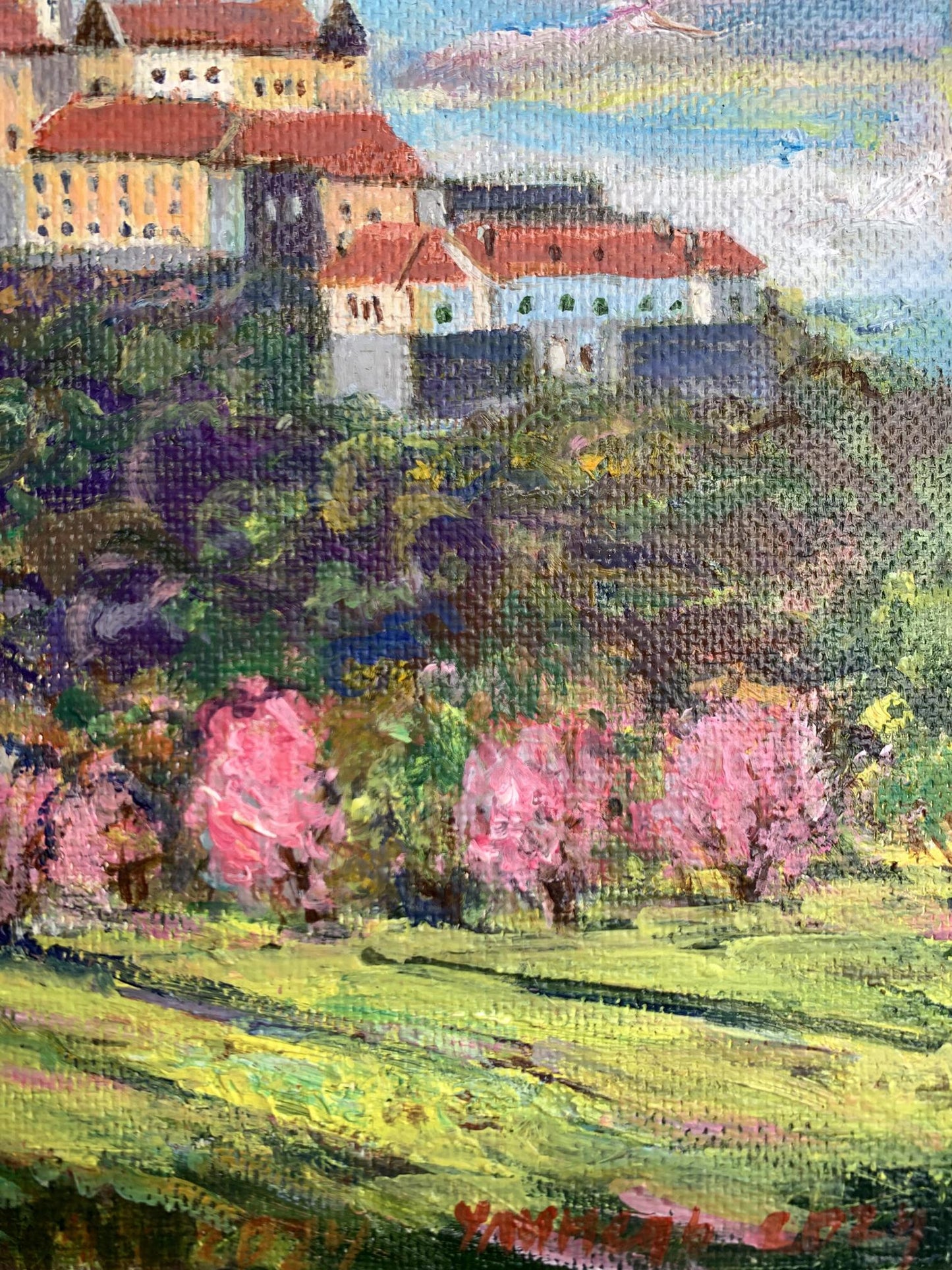 Oil painting Castle in the mountains Yu. Ulinets