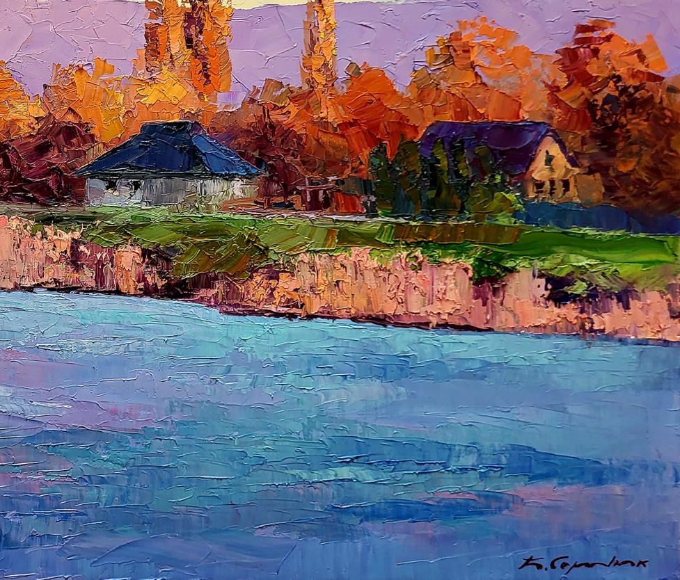 Oil painting Behind the river Boris Serdyuk