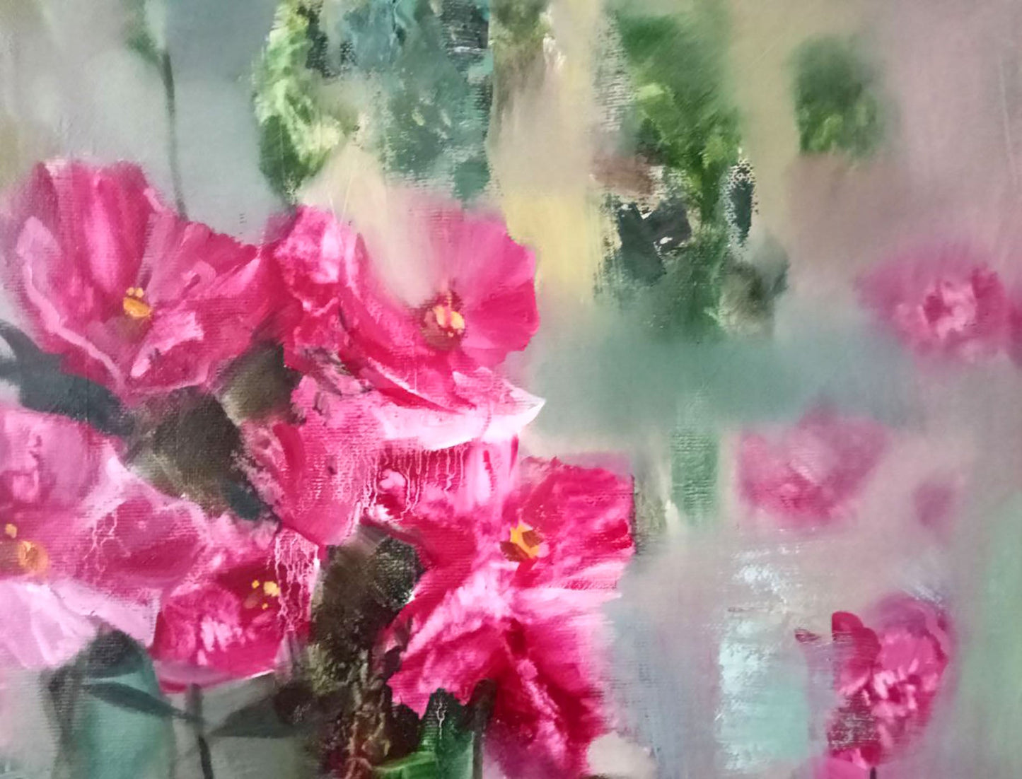 Abstract oil painting portraying an evening bouquet by Anatoly Borisovich Tarabanov