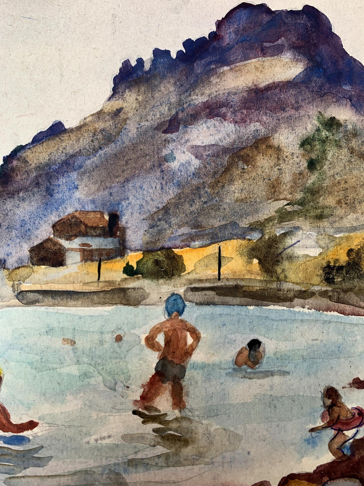Watercolor painting Swimming in the sea Unknown artist