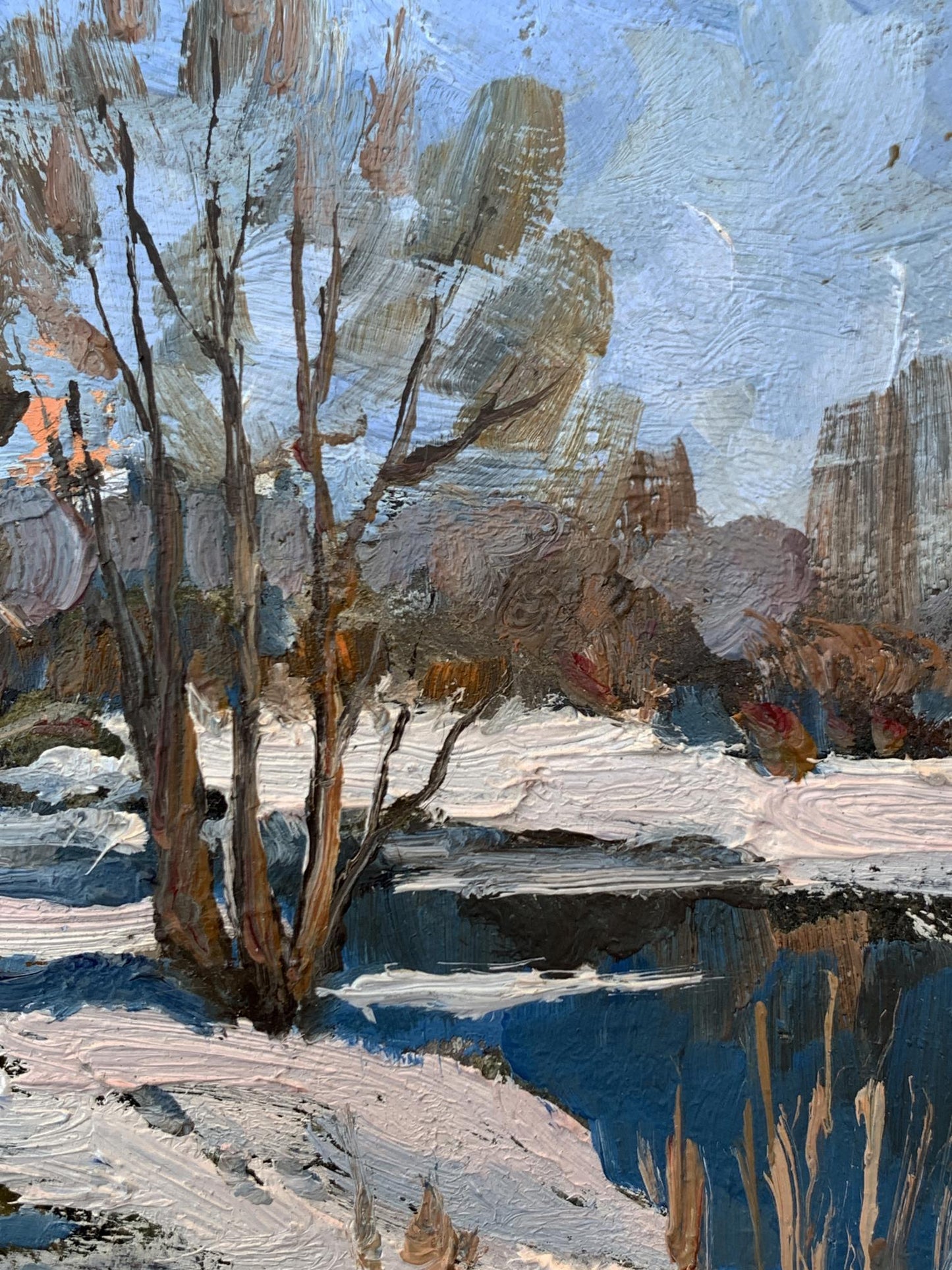 Oil painting Bright winter meadow Leonid Maistrenko