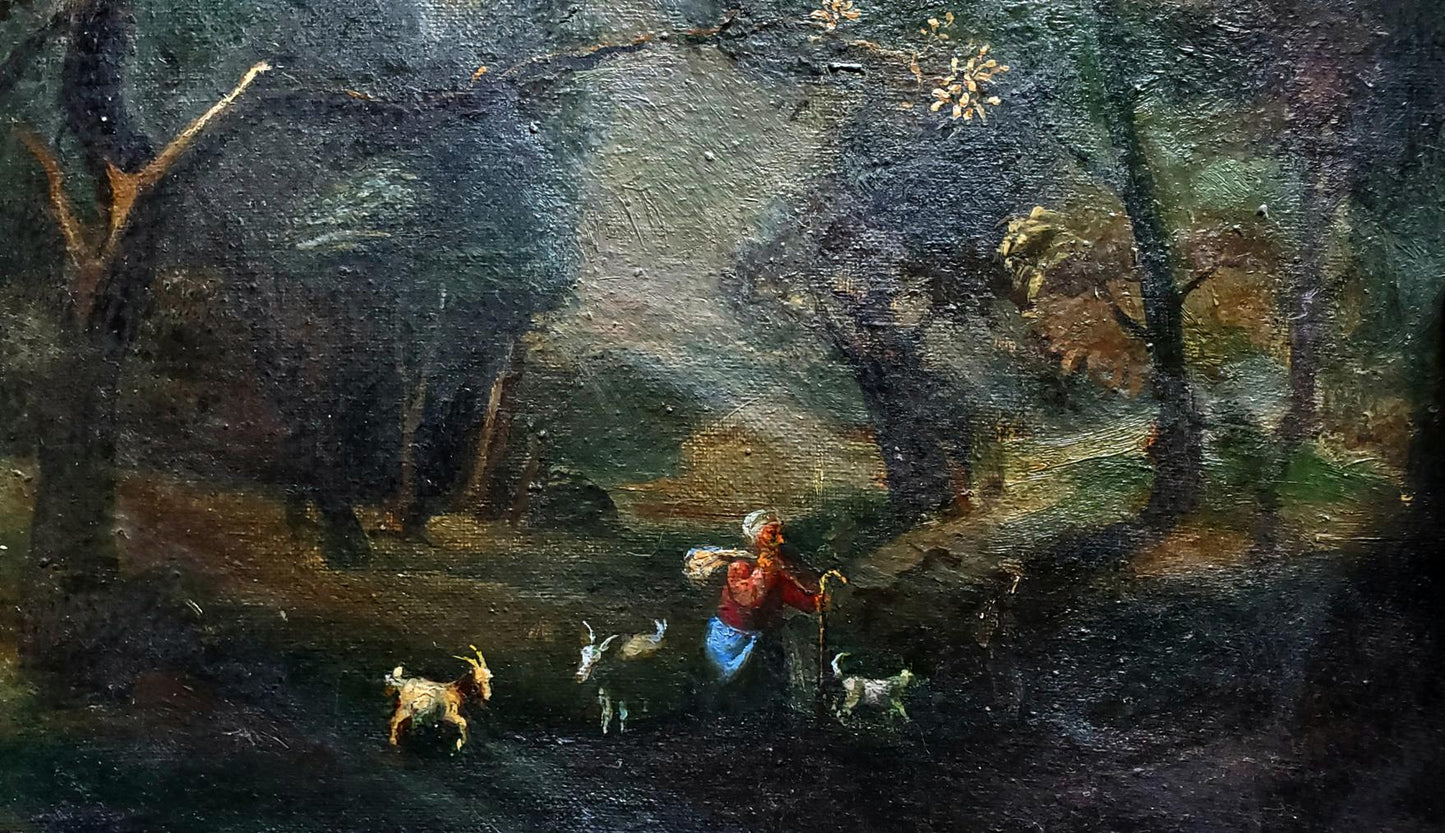Oil painting Landscape with goats Daniil Litvinov