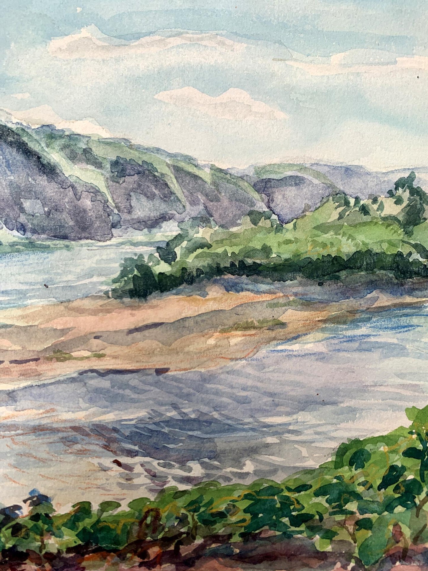 Watercolor painting Mountain stream O. Umansky