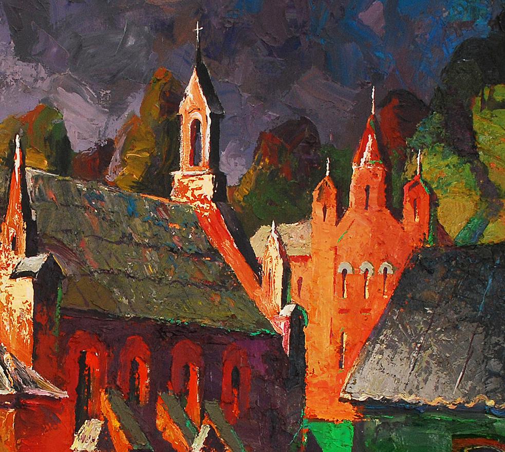 Oil painting Old misto. Storm Egor Shvachunov